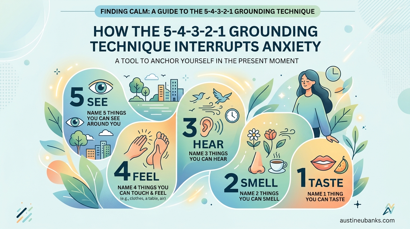 How the 5-4-3-2-1 Grounding Technique Interrupts Anxiety