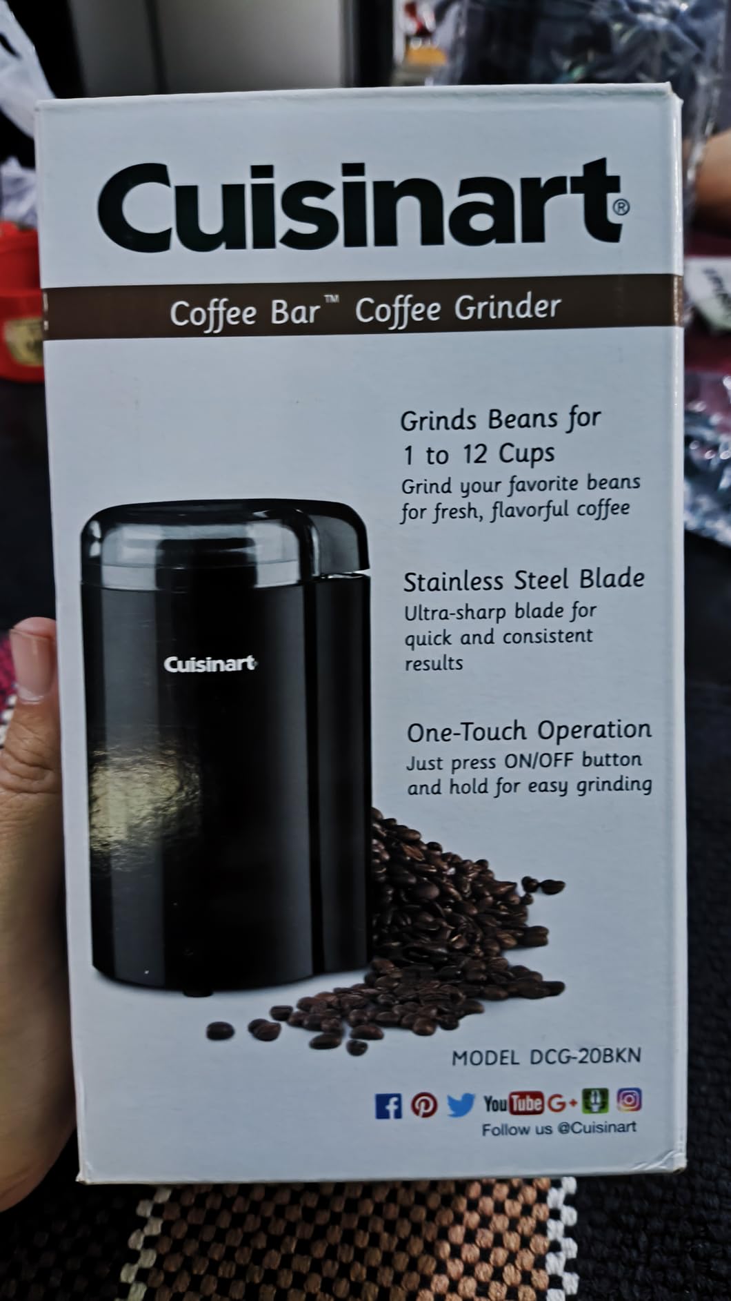 Cuisinart Coffee Grinder, One Touch Control Coffee Bean Grinder with Stainless Steel Bowl and Blades, 2.5 oz/70g Capacity Enough for 12 Cups, On/Off Switch with Safety Interlock, DCG-20BKN, Black customer photo 2