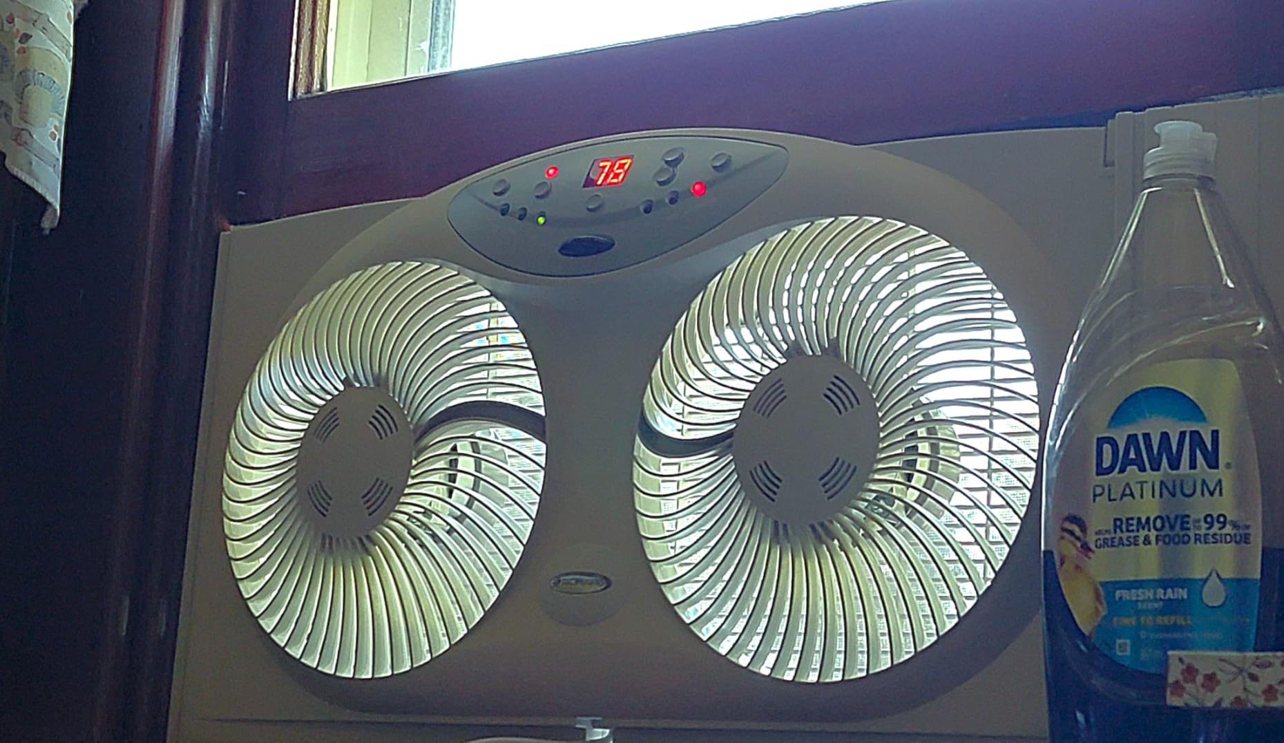 Bionaire Window Fan with Reversible Airflow Blades - 3-Speed Settings, Programmable Thermostat, LED Display, Remote Control, Fits 24-36