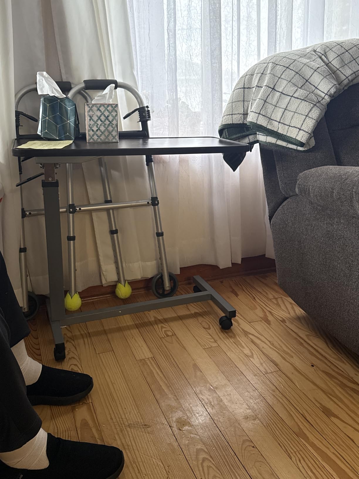 Invacare Bed Table, Height Adjustable & Tilting Overbed Table, Hospital Bedside Table with Wheels customer photo 1