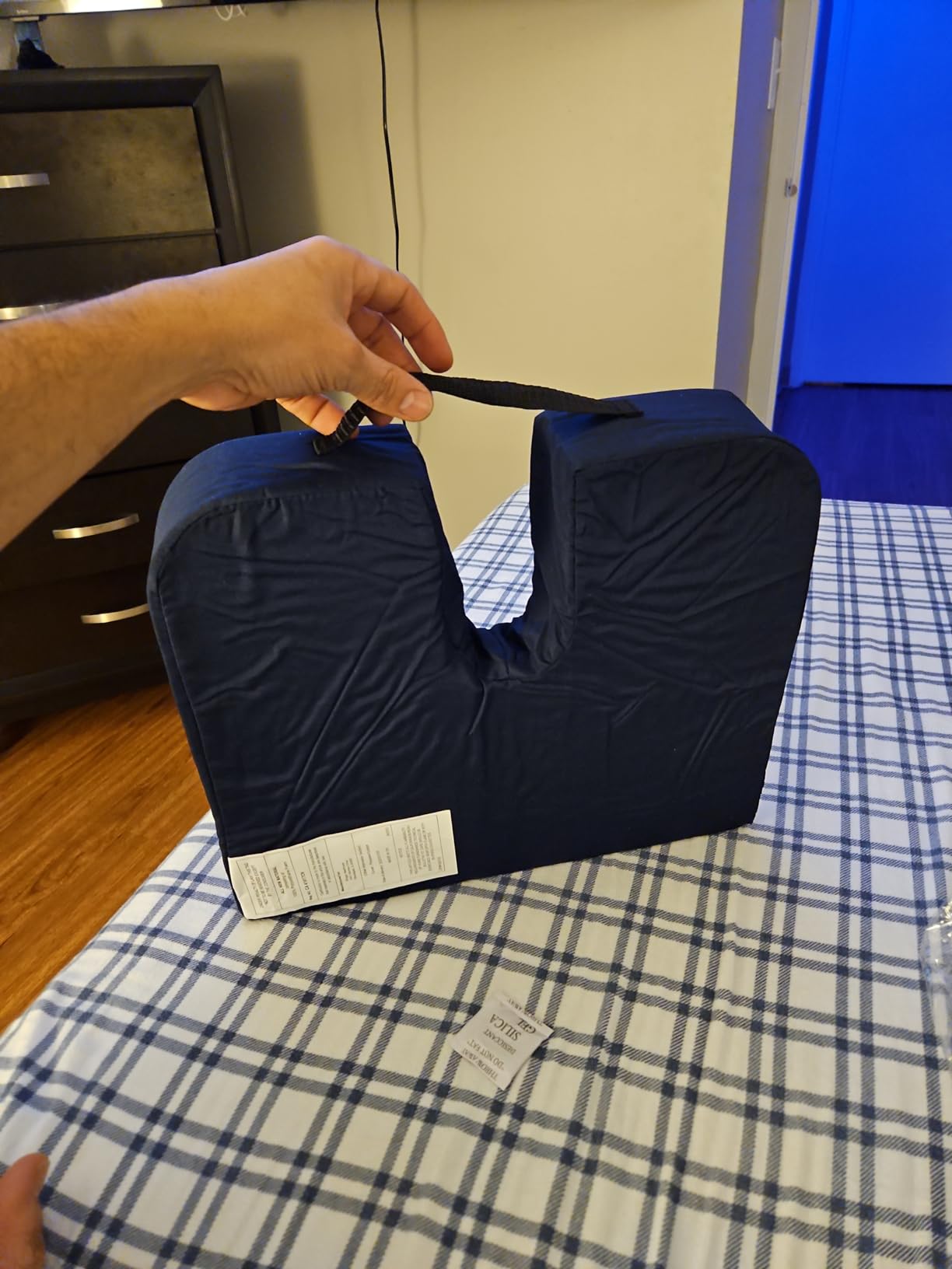 DMI Gradual Slope Seat Cushion for Coccyx, Sciatica and Tailbone Pain Used With Dining Room Chairs, Desk Chairs, Thin Car or Wheelchair Cushions, Machine Washable-Cover, 15 Inch, Navy customer photo 2
