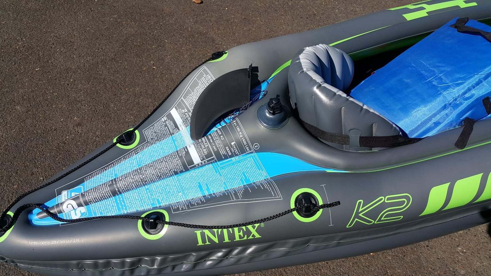 INTEX Challenger Inflatable Kayak Series: Includes Deluxe 86in Kayak Paddles and High-Output Pump – SuperStrong PVC – Adjustable Seat with Backrest – Removable Skeg – Cargo Storage Net customer photo 2