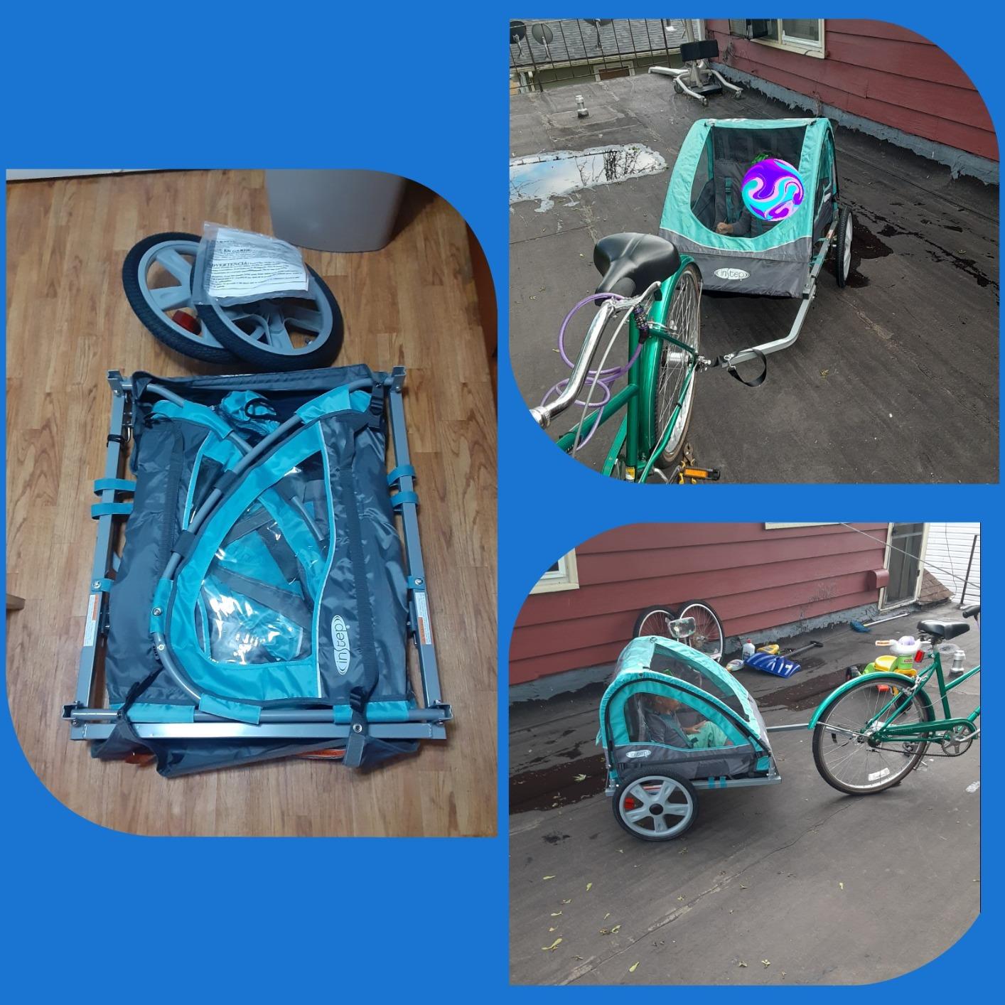 Take 2 Kids Bike Trailer, Double Seat, Universal Coupler, Folding Frame, Quick-Release Wheels, Canopy with Bug Screen and Weather Shield, Bike Trailer for Kids customer photo 2
