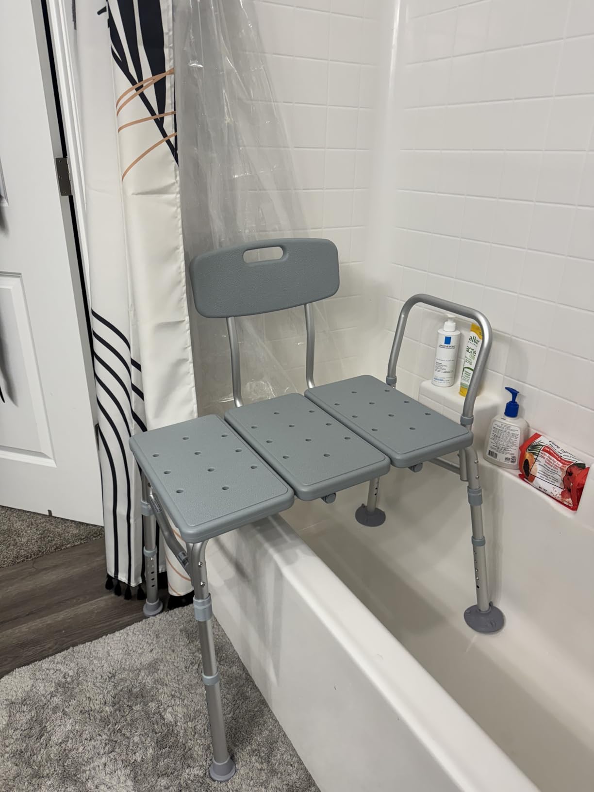 Drive Medical Tub Transfer Bench for Bathtub, Height Adjustable | Aluminum Tub Transfer Bench Offers Comfortable Backrest and Height Adjustable Design, 350 Lb Capacity customer photo 2