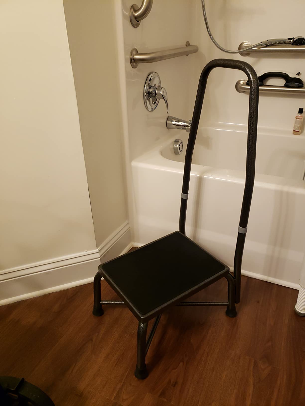Drive Medical Bariatric Heavy-Duty Step Stool with Handrail, Silver Vein | Bariatric Heavy-Duty Step Stool with Handrail Offers Extra Stability and Support for Users at Home Daily customer photo 1