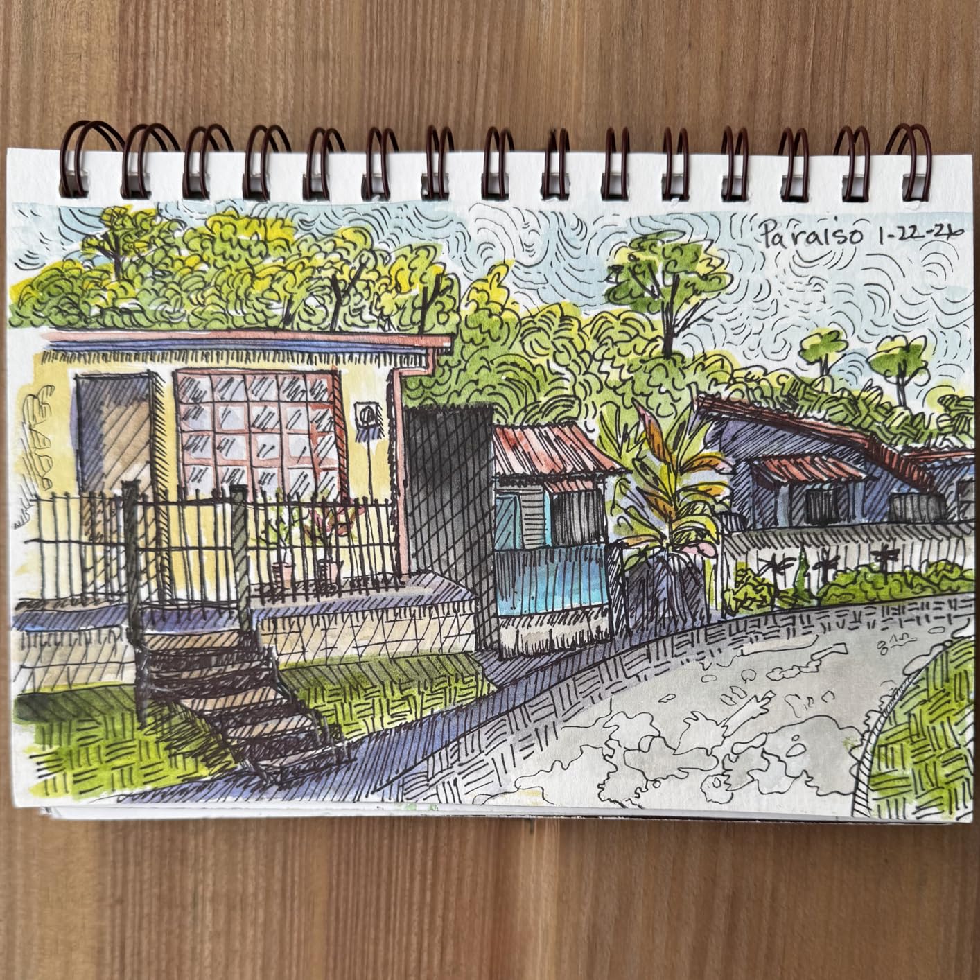 Strathmore Wire Bound Visual Journal, 140 lb. Cold Press Watercolor Paper, 5.5 X 8 inches, White, 22 Sheets (460-55) customer photo 2