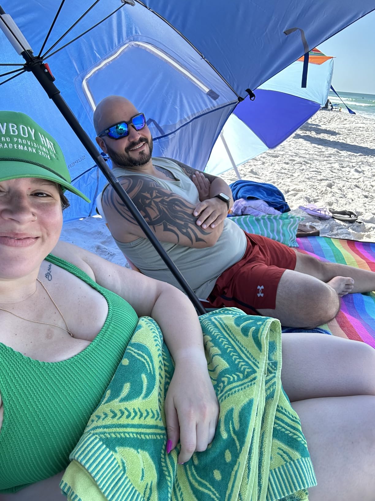 Sport-Brella Super-Brella UPF 50+ Sun and Rain Canopy Umbrella, 8 Foot Portable Beach Shelter with Side Panels, Wind Flaps, and Carry Bag, Blue customer photo 1