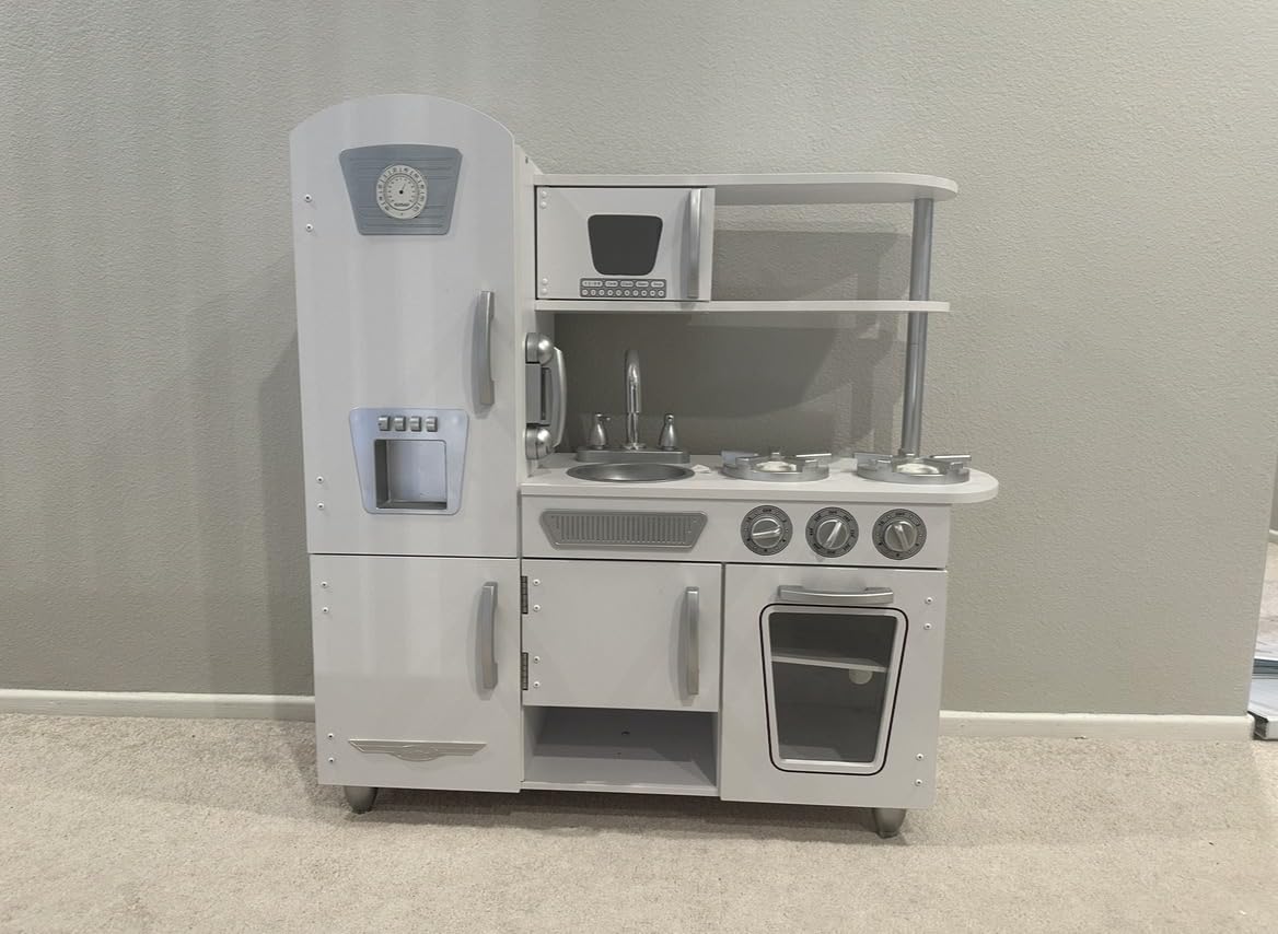 KidKraft Vintage Wooden Play Kitchen with Pretend Ice Maker and Play Phone, White customer photo 2