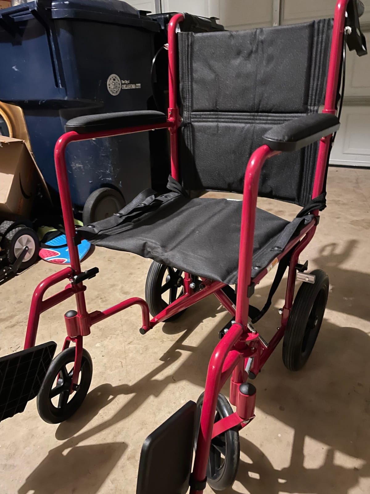 Drive Medical Lightweight Expedition Folding Transport Wheelchair, Blue | Folding Transport Wheelchair Features Hand Brakes, Large Rear Wheels and Compact Fold for Portable, Comfortable Support customer photo 2