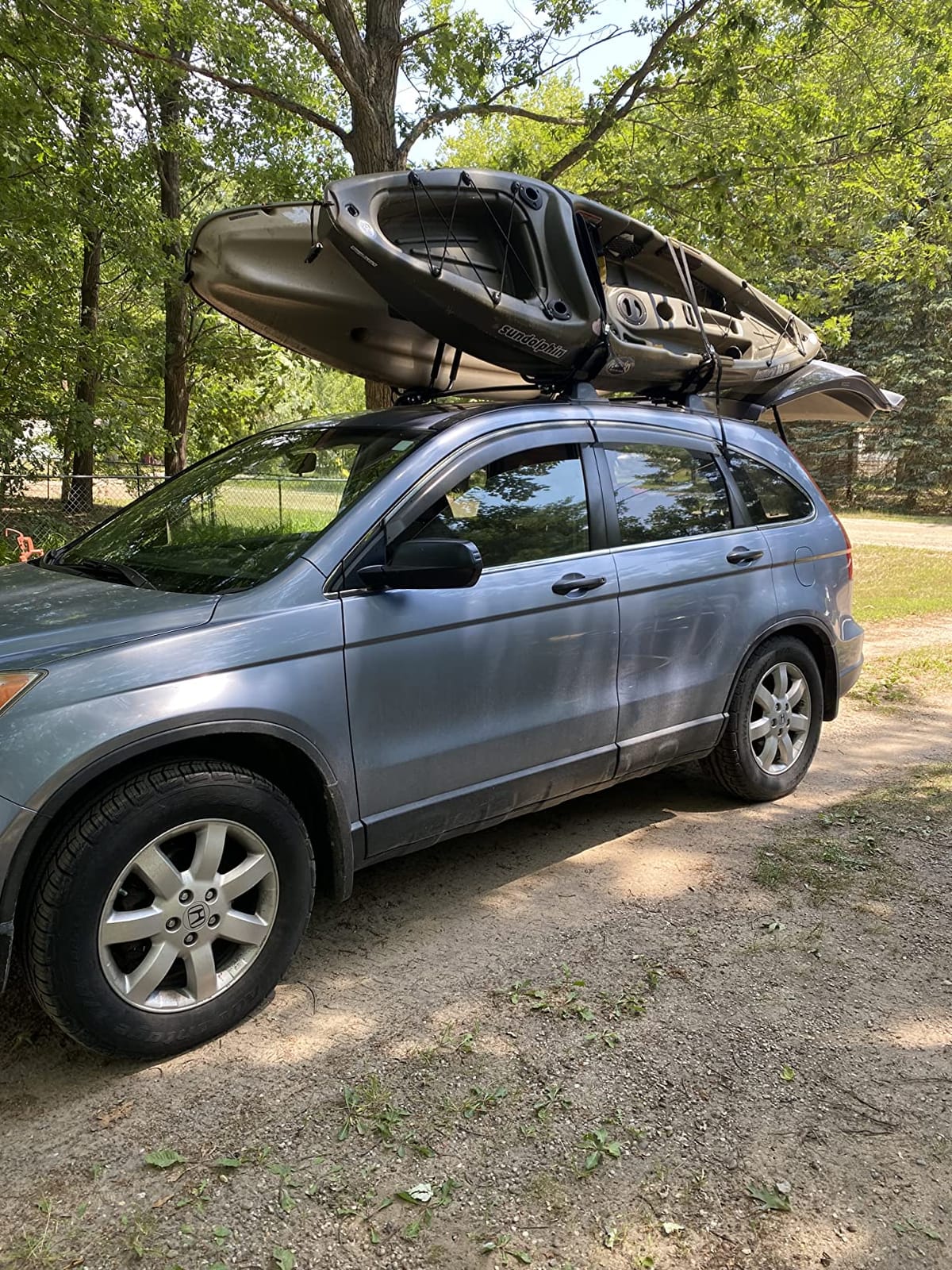 TMS Kayak Roof Racks for 2 Kayaks - Dual Universal Fit Carriers Include Two Sets of Straps for Cars, Trucks and SUVs - Easy to Mount J-Bar Style Carriers for Kayaks Canoes Paddleboards and Surfboards customer photo 1