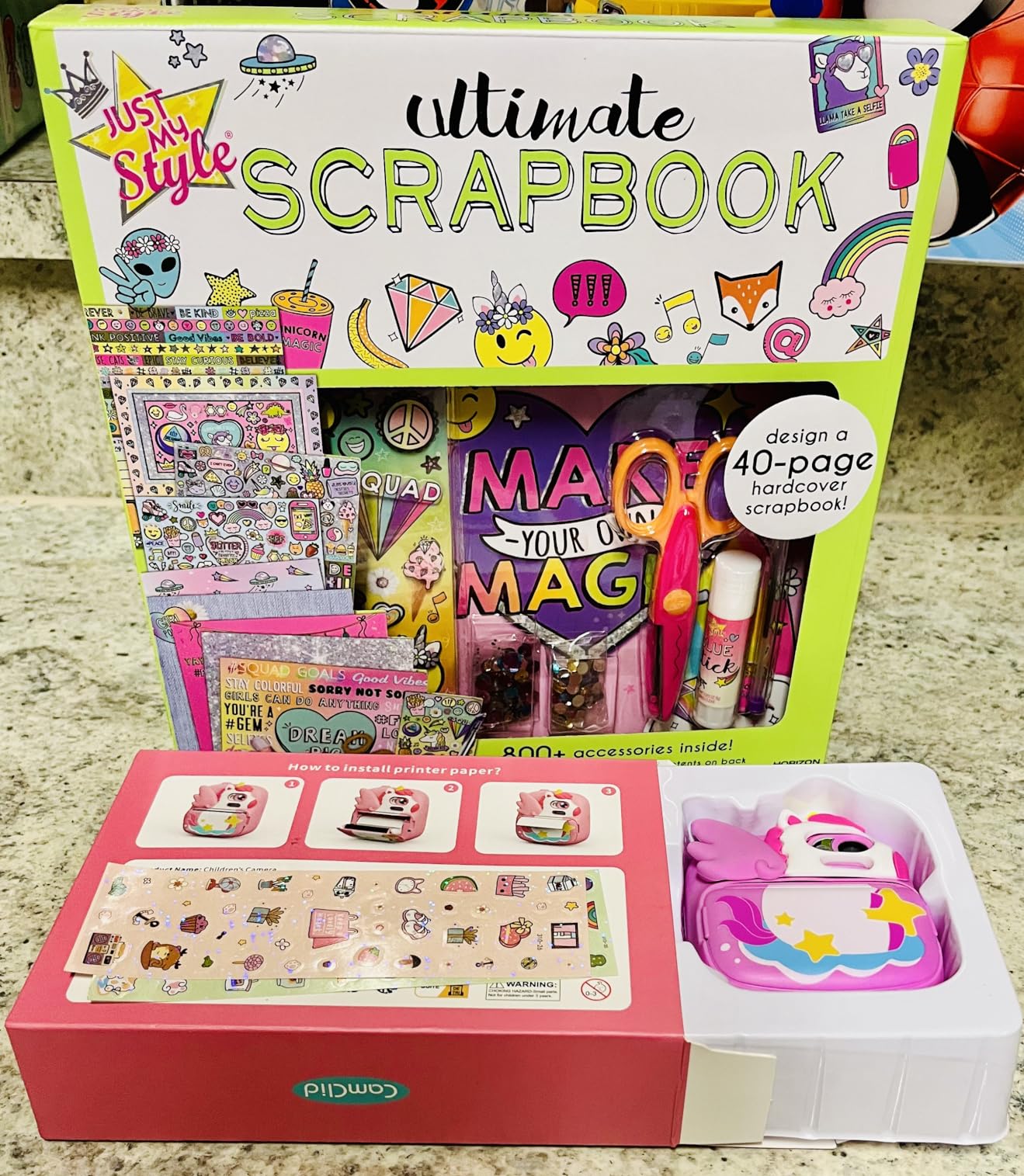 Just My Style Ultimate Scrapbook, Personalize and Decorate A 40-Page DIY Scrapbook, Great for Travel, Road Trips & On-The-Go, Memory Keeper Scrap Book for Kids & Tween Ages 6, 7, 8, 9, Beige customer photo 1