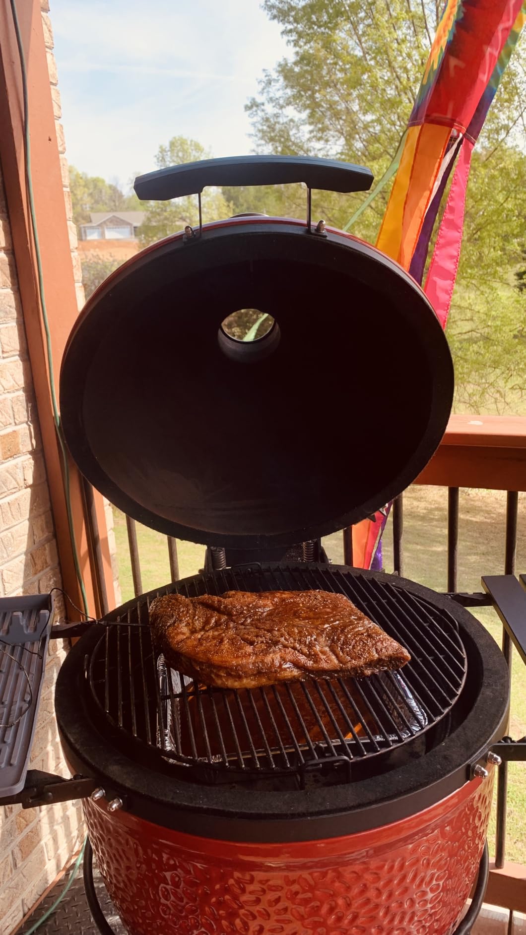 Kamado Joe Classic Joe I Premium 18-inch Ceramic Charcoal Grill and Smoker in Red with Cart, Side Shelves, Grill Gripper, and Ash Tool, 250 Cooking Square Inches, 2 Tier Cooking System, Model KJ23RH customer photo 2