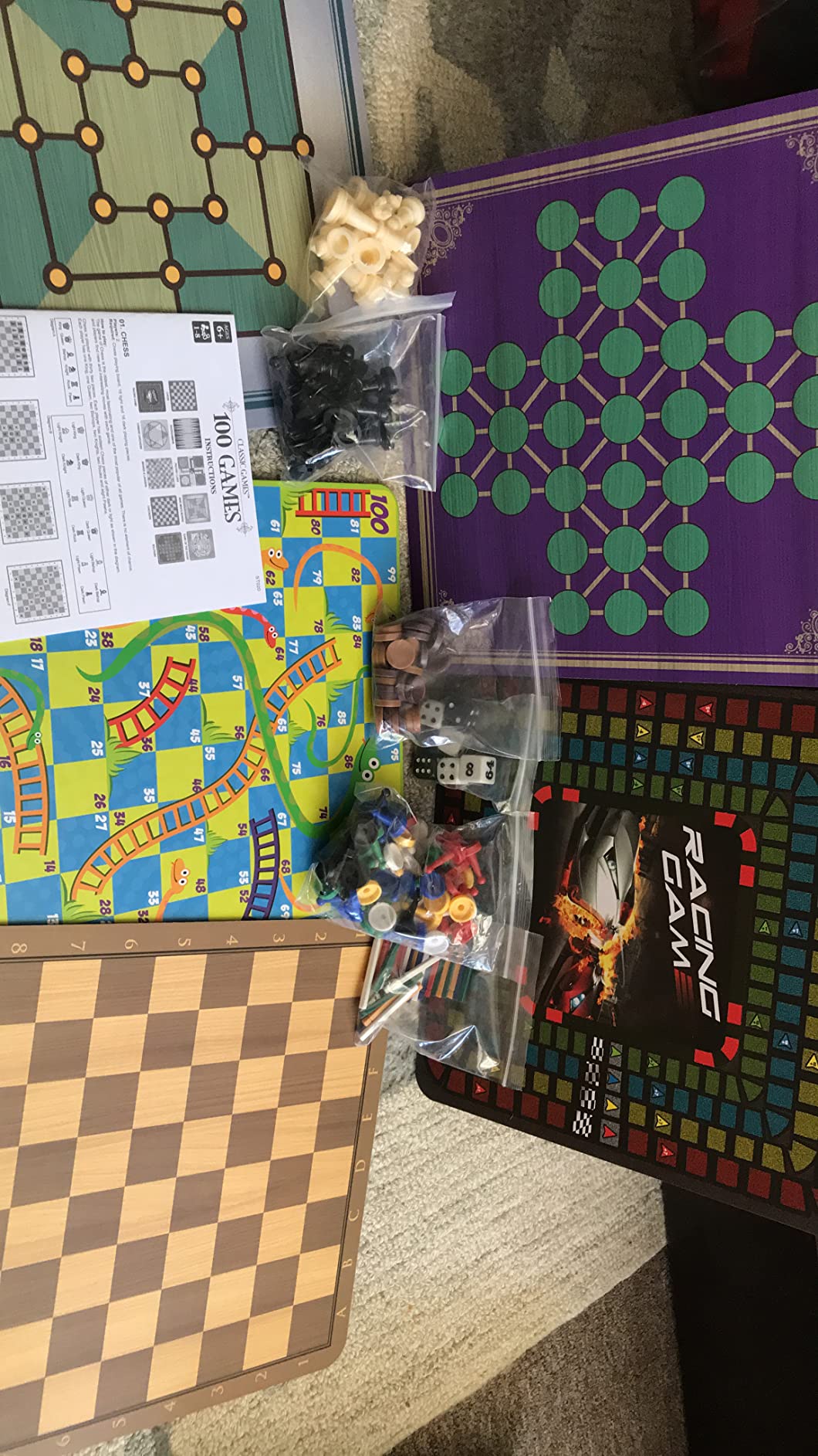 Merchant Ambassador: Classic Games, 100 Games, Enjoy 100 Different Games, Includes 5 Double-Sided Playing Boards, Fun for Children and Adults, For Ages 3 and up customer photo 1