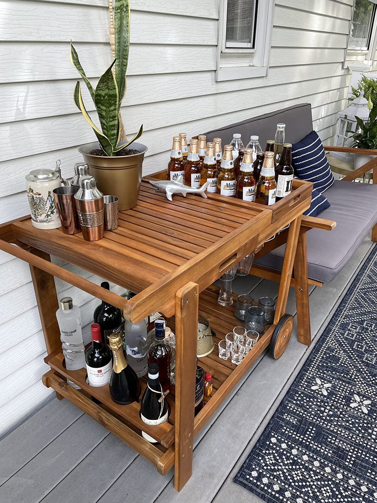 Safavieh - Outdoor Collection Orland Natural Wood Tea Trolley Cart customer photo 2