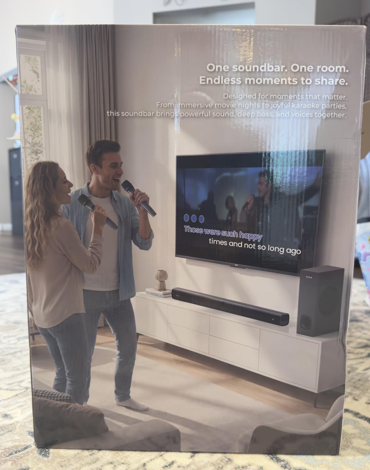 Soundbar with Subwoofer for TV, Home Theater Bluetooth 5.3 Speaker System with 2 Wireless Karaoke Mics, Surround Sound Audio with HDMI ARC, Optical, AUX, USB for Movie, Music, Family Party(Peak 260W) customer photo 2