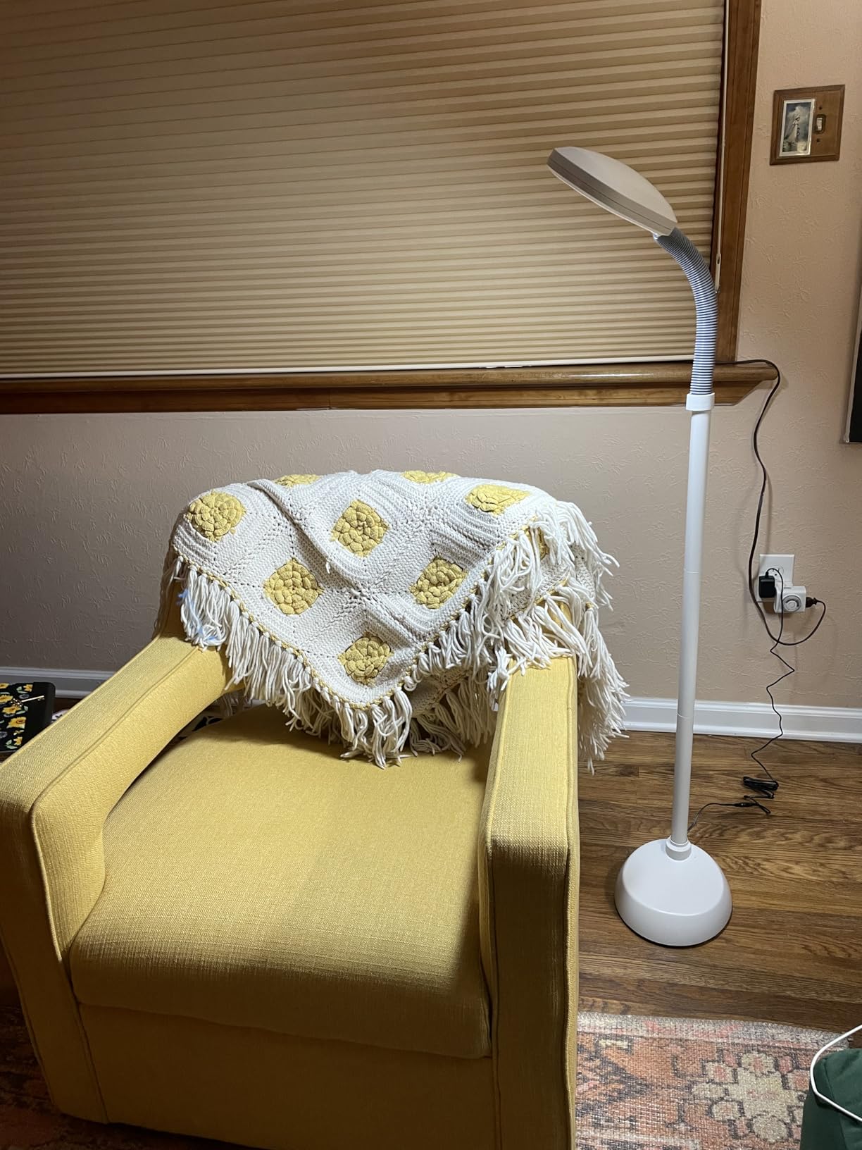 Brightech Litespan - Bright LED Floor Reading Lamp for Over Chair Crafts and Reading, Estheticians' Light for Lash Extensions, Adjustable Standing Lamp for Living Room, Bedroom, Office - Havana Brown customer photo 2