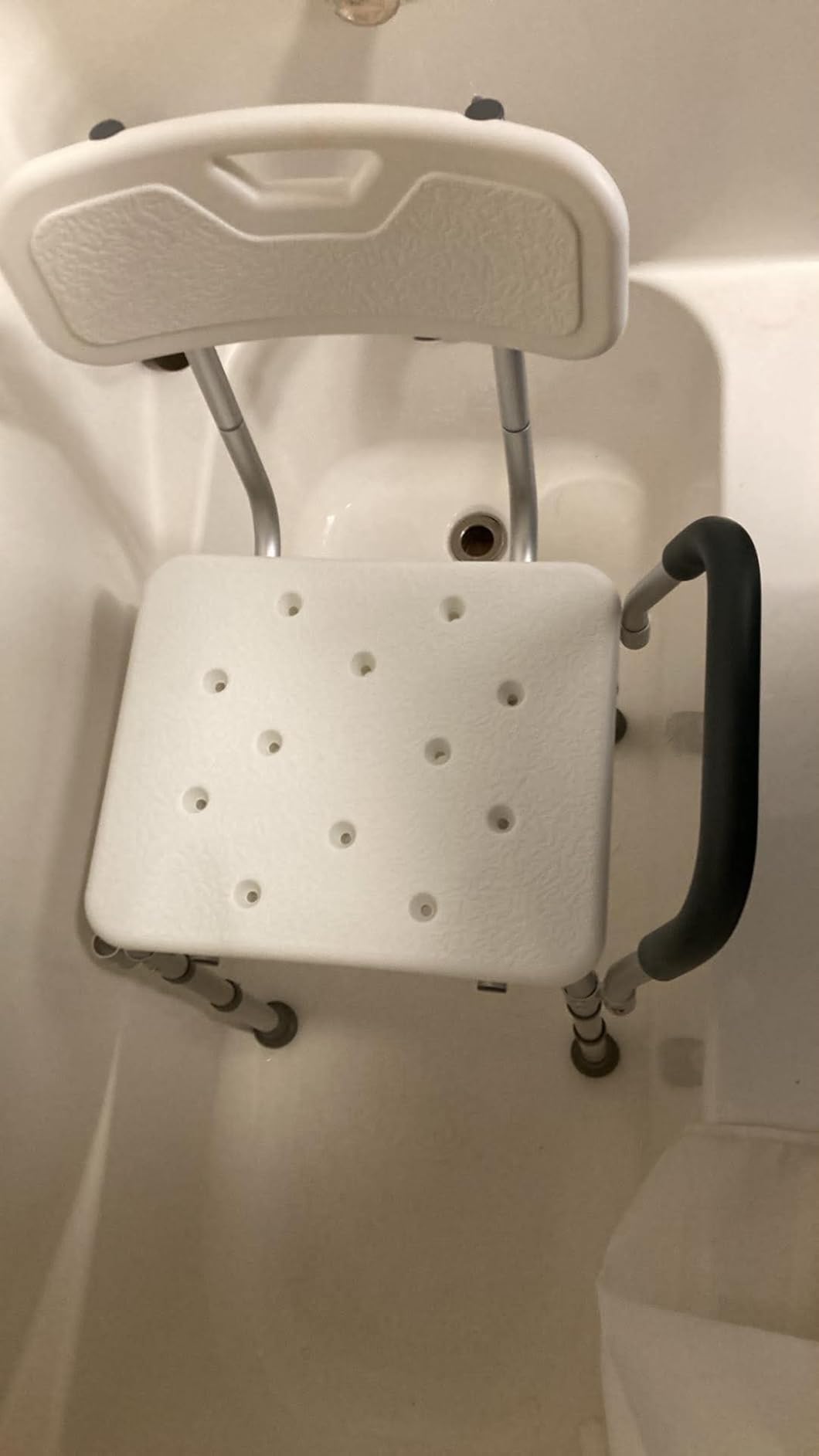 Drive Medical Premium Shower Chair with Back and Padded Arms, White customer photo 1