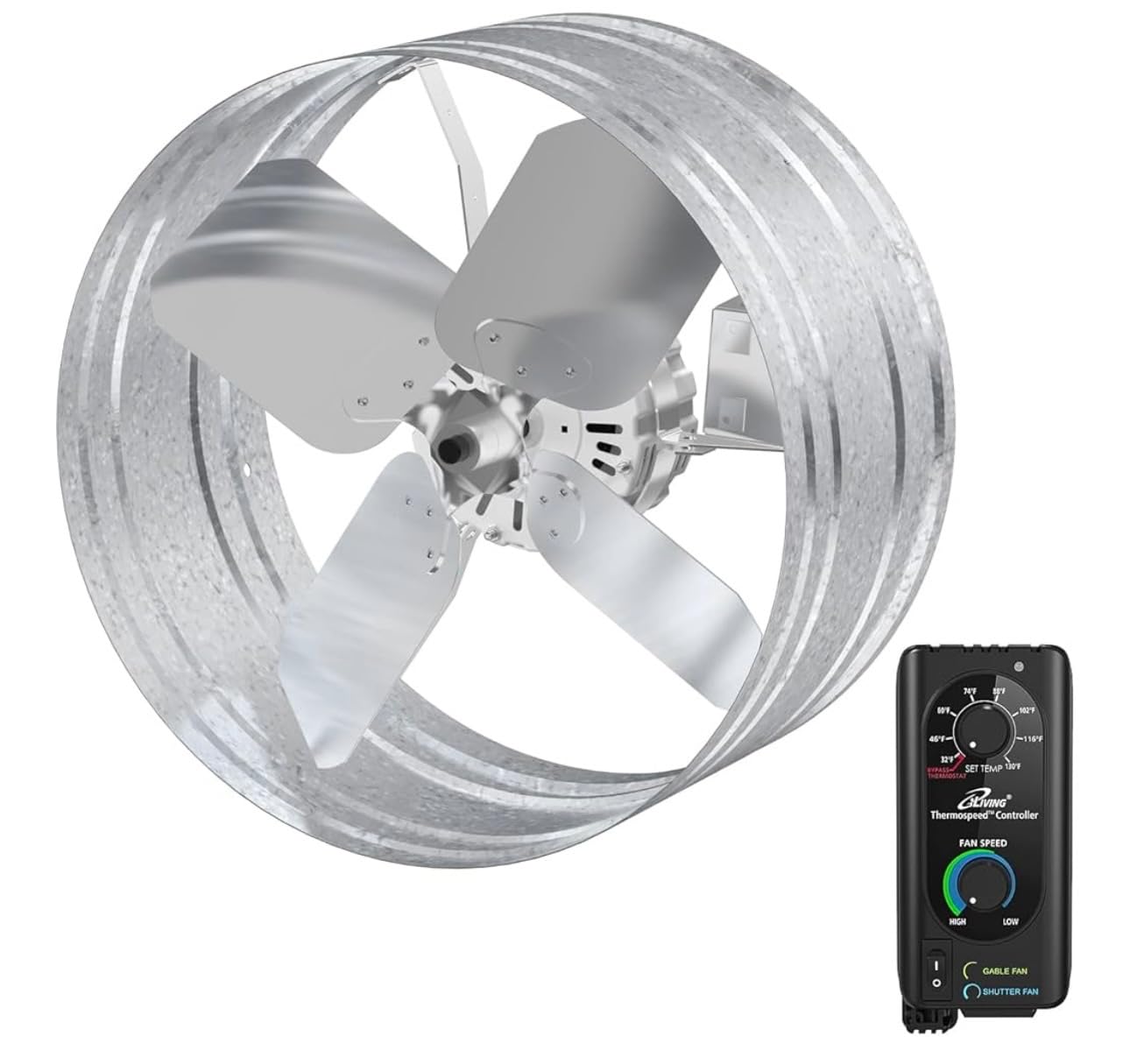 iLiving ILG8G14-12T Automatic Gable Mount Attic Ventilator Fan with Adjustable Thermostat, 2.85 Amp, 2339 CFM, Single-Speed customer photo 1