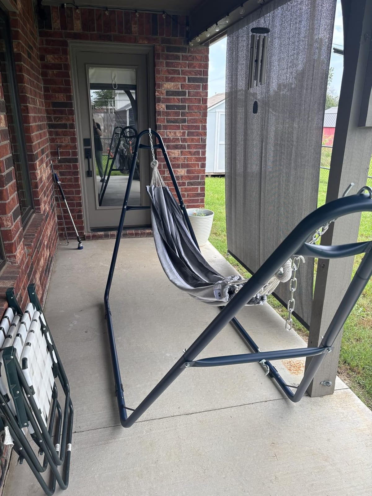 Sunnydaze Heavy-Duty Hammock Stand for Outside, 550 lb Capacity, Black | Rust-Resistant Steel Metal Double Hammock Frame, Fits 9-14 ft Hammocks, Tool-Free Setup, Chains & Hooks Included, 2 Person customer photo 2