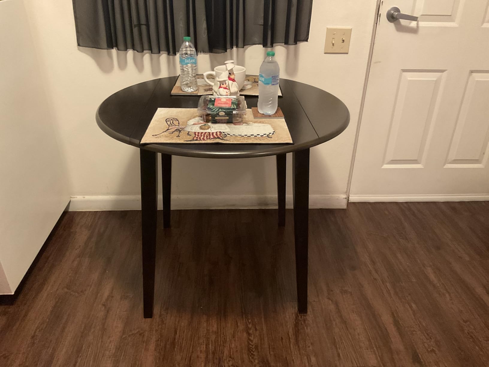 Signature Design by Ashley Small Round Drop Leaf Dining Table, Brown, 36-inch Dual-hinged Extendable Top customer photo 1