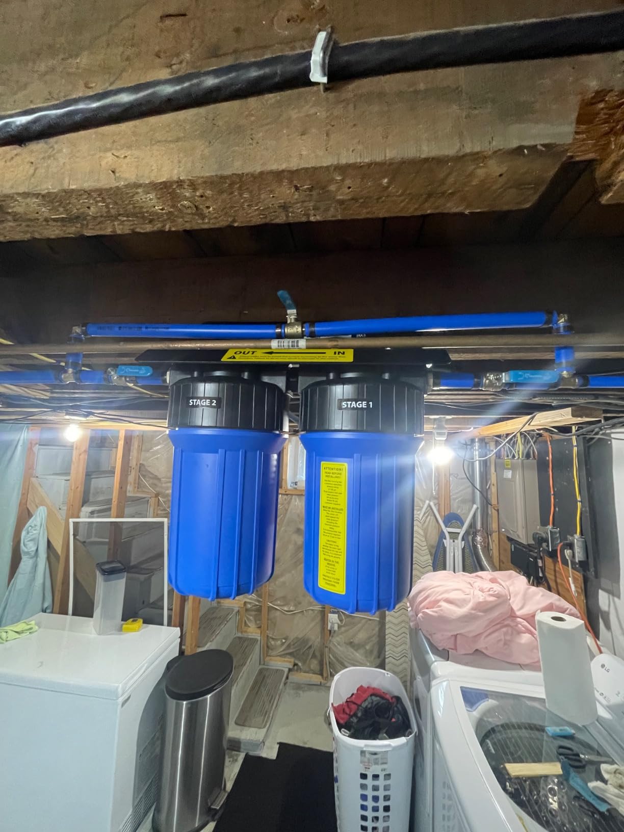 iSpring WGB21B 2-Stage Whole House Water Filtration System, 50000 Gallons | SGS-Tested CTO Filter, Reduces up to 99% Chlorine, Bad Taste, and Odor, 1