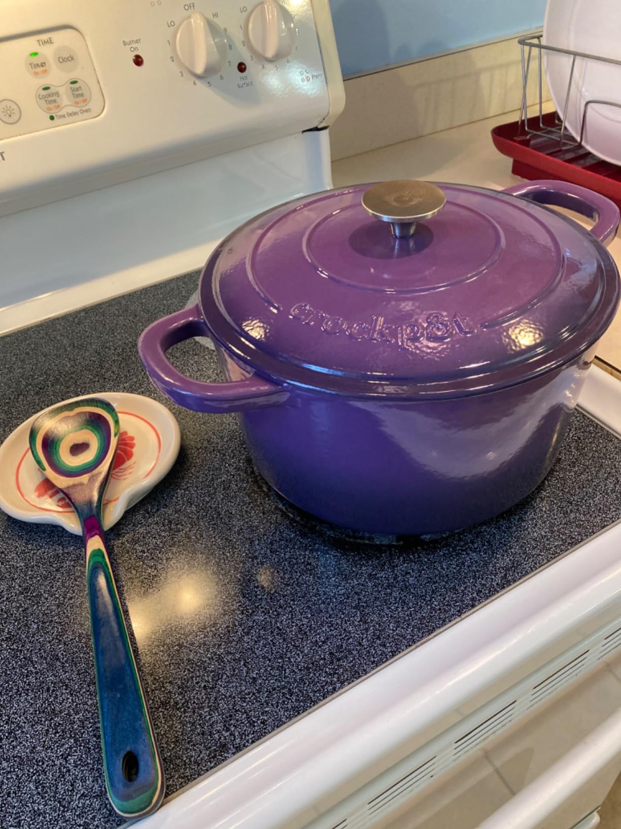 Crock-Pot Artisan 7-Quart Round Enameled Cast Iron Dutch Oven - Sapphire Blue, Durable Heavy-Duty Cookware for Slow Cooking, Baking, Roasting with Lid customer photo 1