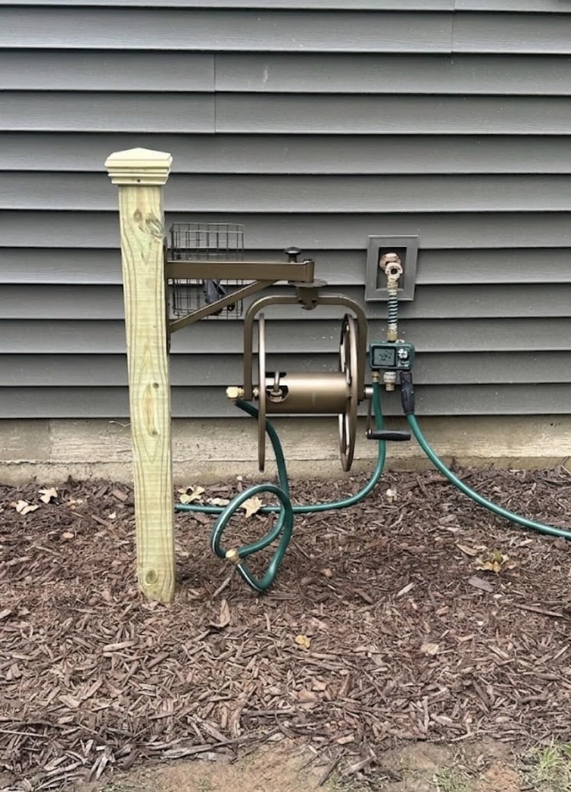 Liberty GARDEN 712 Single Arm Navigator Multi-Directional Garden Hose Reel, Holds 125-Feet of 5/8-Inch, Bronze customer photo 1