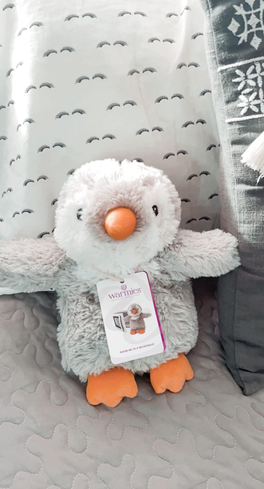 warmies Microwavable Stuffed Animal, Penguin, Heated Stuffed Animal, Gray customer photo 2