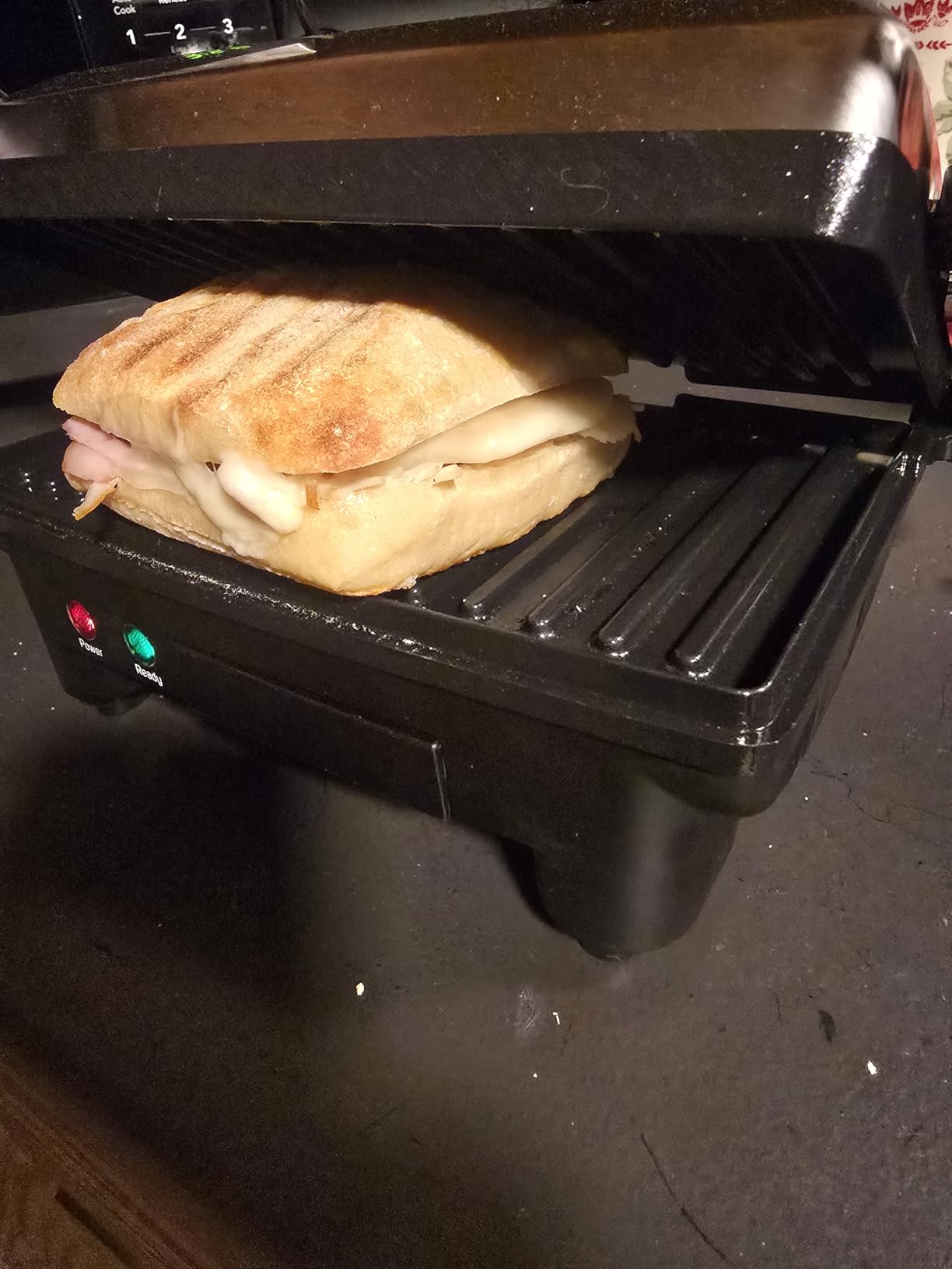 Chefman Electric Panini Press Grill, Compact 2-Slice Sandwich Maker, Non-Stick Coated Plates, Opens 180 Degrees, Dishwasher Safe, Removable Drip Tray, Stainless Steel/Black customer photo 1