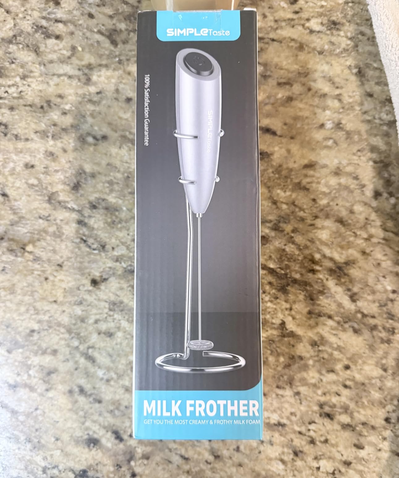 SIMPLETASTE Milk Frother Handheld Electric Foam Maker Battery Operated | Drink Mixer with Stainless Steel Whisk for Cappuccino, Bulletproof Coffee, Latte, Gray, with Stand customer photo 1