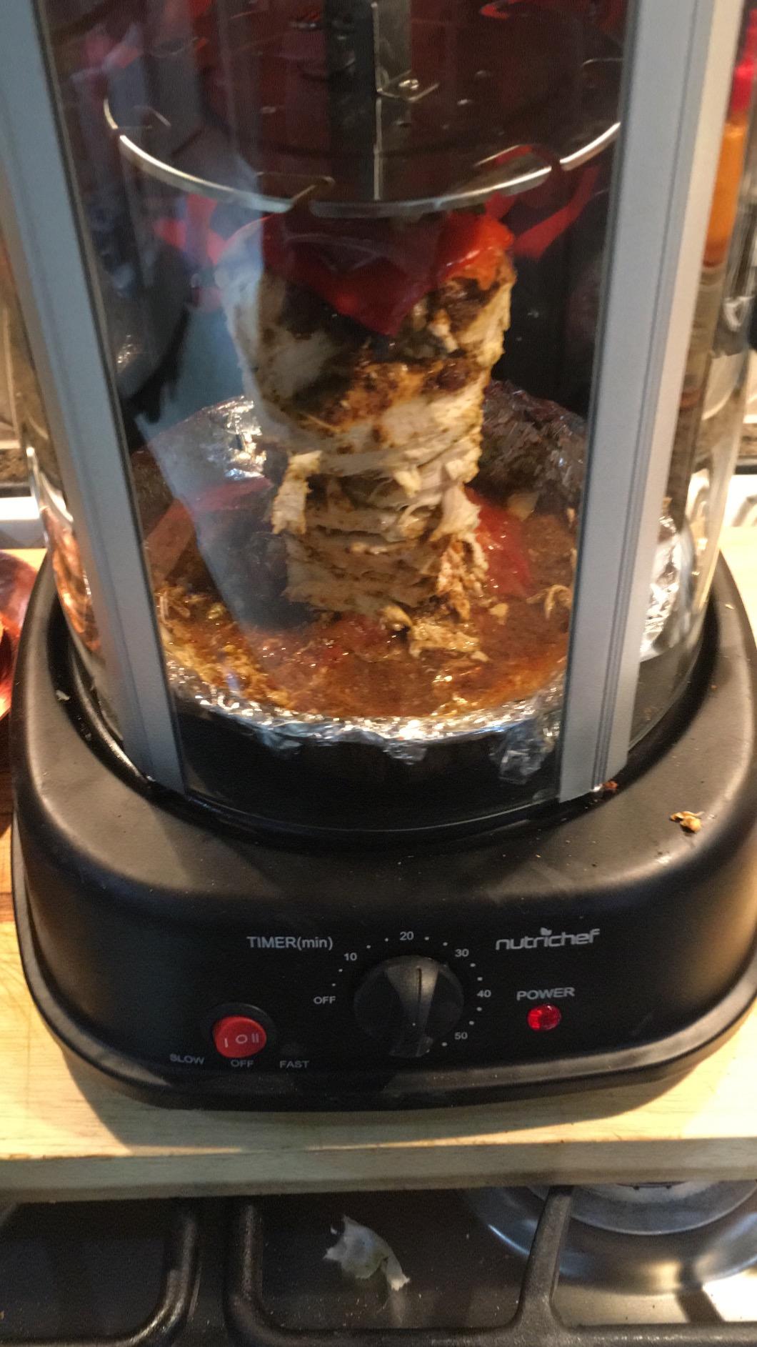 NutriChef Countertop Vertical Rotating Oven - Rotisserie Shawarma Machine, Kebob Machine, Stain & Heat Resistant Door & Energy Efficient, Includes Kebob Rack with 7 Skewers (PKRTVG34) customer photo 1
