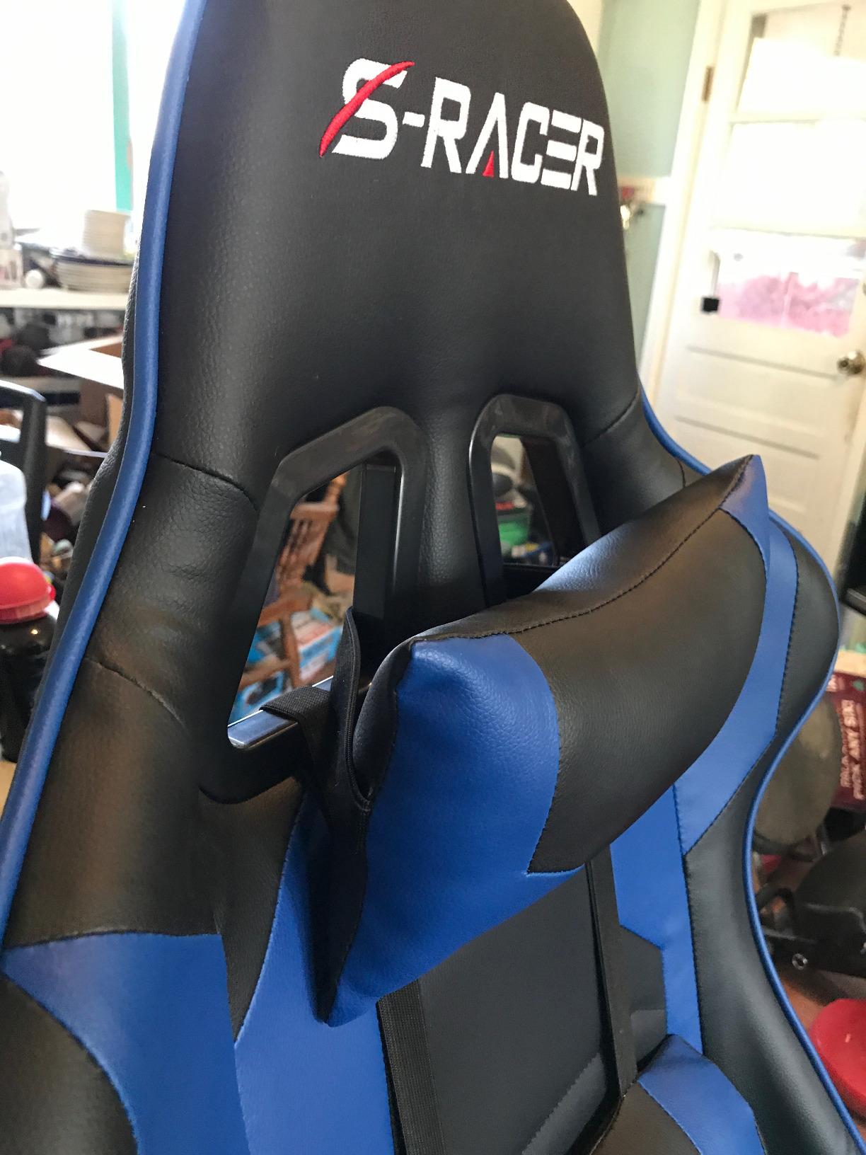Homall Gaming Chair, Office Chair High Back Computer Chair Leather Desk Chair Racing Executive Ergonomic Adjustable Swivel Task Chair with Headrest and Lumbar Support (White) customer photo 2