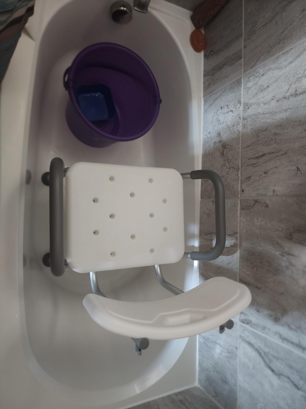 Medline Shower Chair Seat with Padded Armrests and Back, Heavy Duty Shower Chair for Bathtub, Slip Resistant with Adjustable Height customer photo 2
