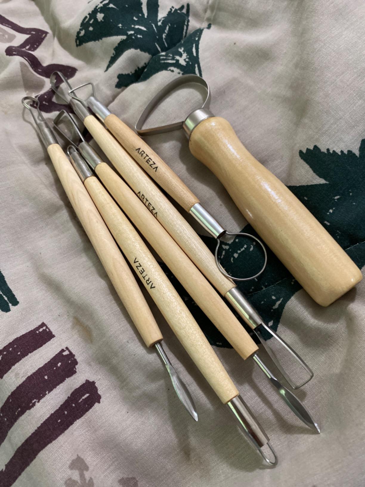 ARTEZA Pottery & Sculpting Tools, 42-Piece Clay Tools Set with Wooden Handles & Steel Tips for Polymer Clay, Ceramics, Carving, Modeling, Shaping & Smoothing customer photo 1