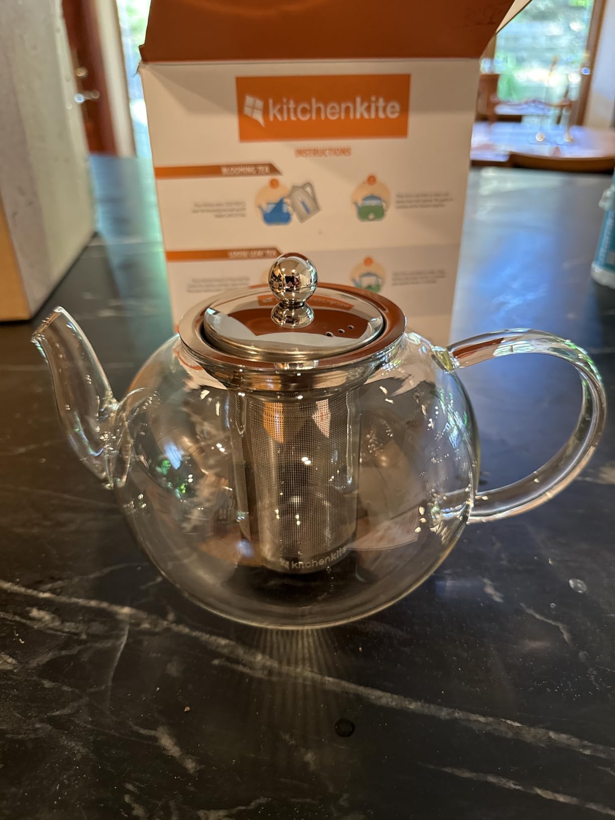 Kitchen Kite Glass Teapot Set with 4 Double Wall Tea Cups & Removable Stainless Steel Infuser, 35oz/1000ml Borosilicate Tea Kettle Stovetop Safe, Loose Leaf & Blooming Tea Maker Gift Set for Women customer photo 2