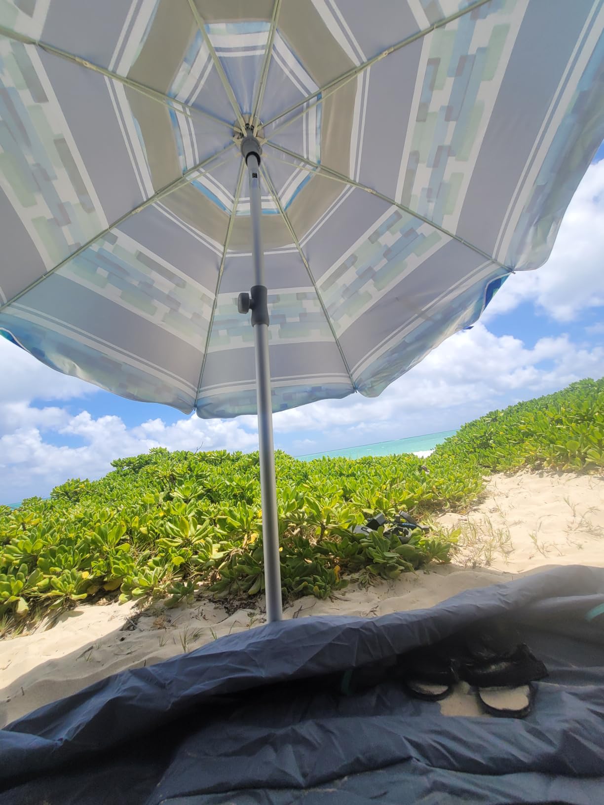 AMMSUN 7ft Heavy Duty High Wind Beach Umbrella Parasols with Sand Anchor Vent Tilt UPF 50+ Sun Protection Portable Outdoor Sunshade Umbrellas Carry Bag for Patio Garden Pool Backyard Blue customer photo 1
