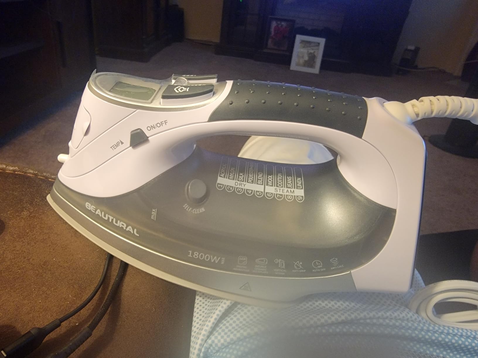 BEAUTURAL 1800 Watts Steam Iron with Digital LCD Screen, 3-Way Auto Shutoff | Double-Layer and Ceramic Coated Soleplate, 9 Preset Temperature, Burst of Steam for Variable Fabric, Anti-Drip and Anti-Calc customer photo 2