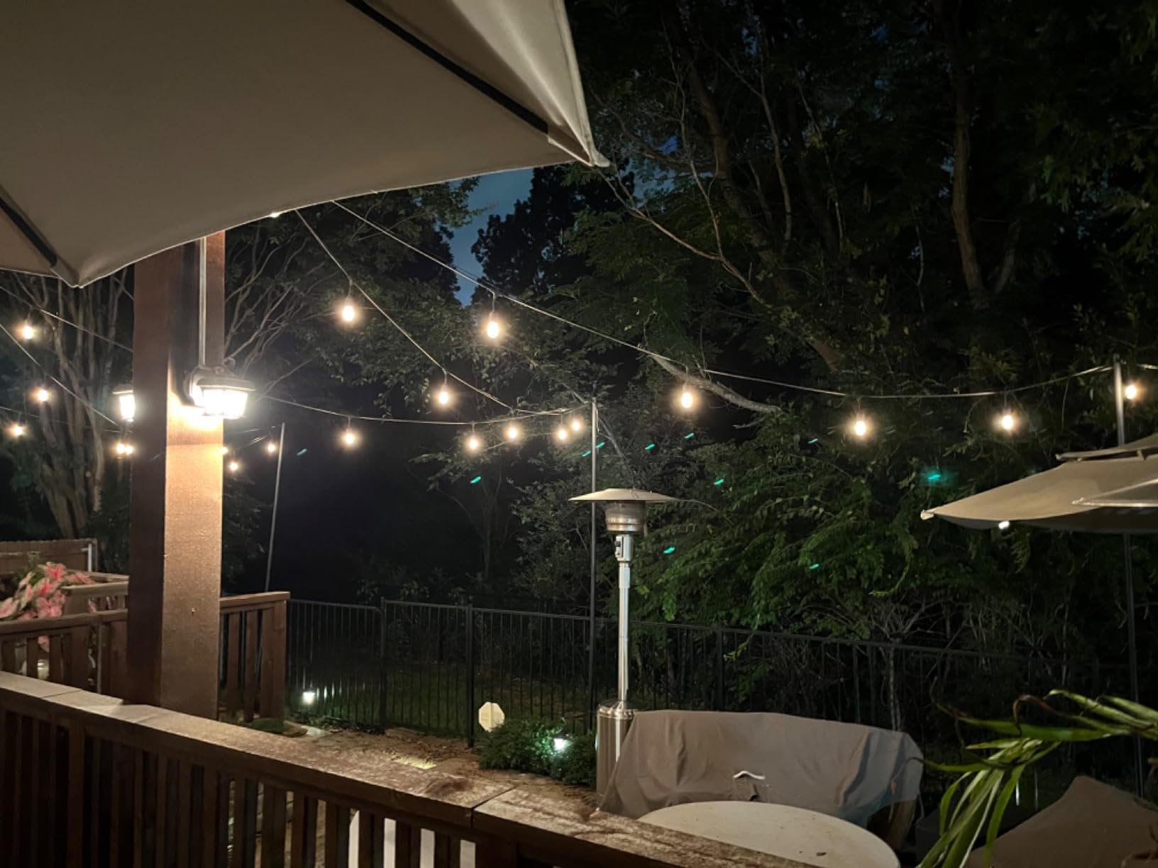 SUNTHIN 2 Pack 48FT Outdoor String Lights, Hanging Incandescent String Lights Commercial Grade Waterproof Patio Light Outside with Dimmable Connectable Edison Glass Bulbs for Bistro, Party, Holiday Decor customer photo 1