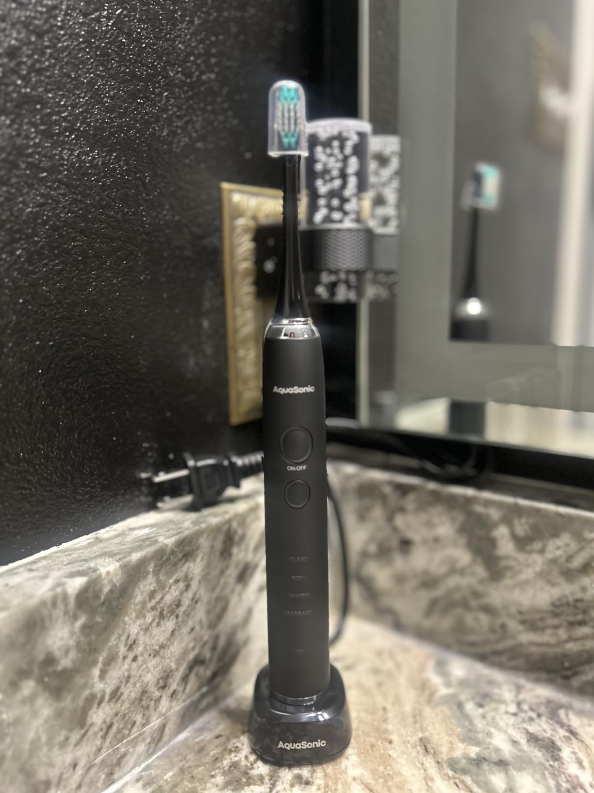 Aquasonic Black Series Ultra Whitening Toothbrush - ADA Accepted Electric Toothbrush - 8 Brush Heads & Travel Case - 40,000 VPM Electric Motor & Wireless Charging - 4 Modes w Smart Timer customer photo 1