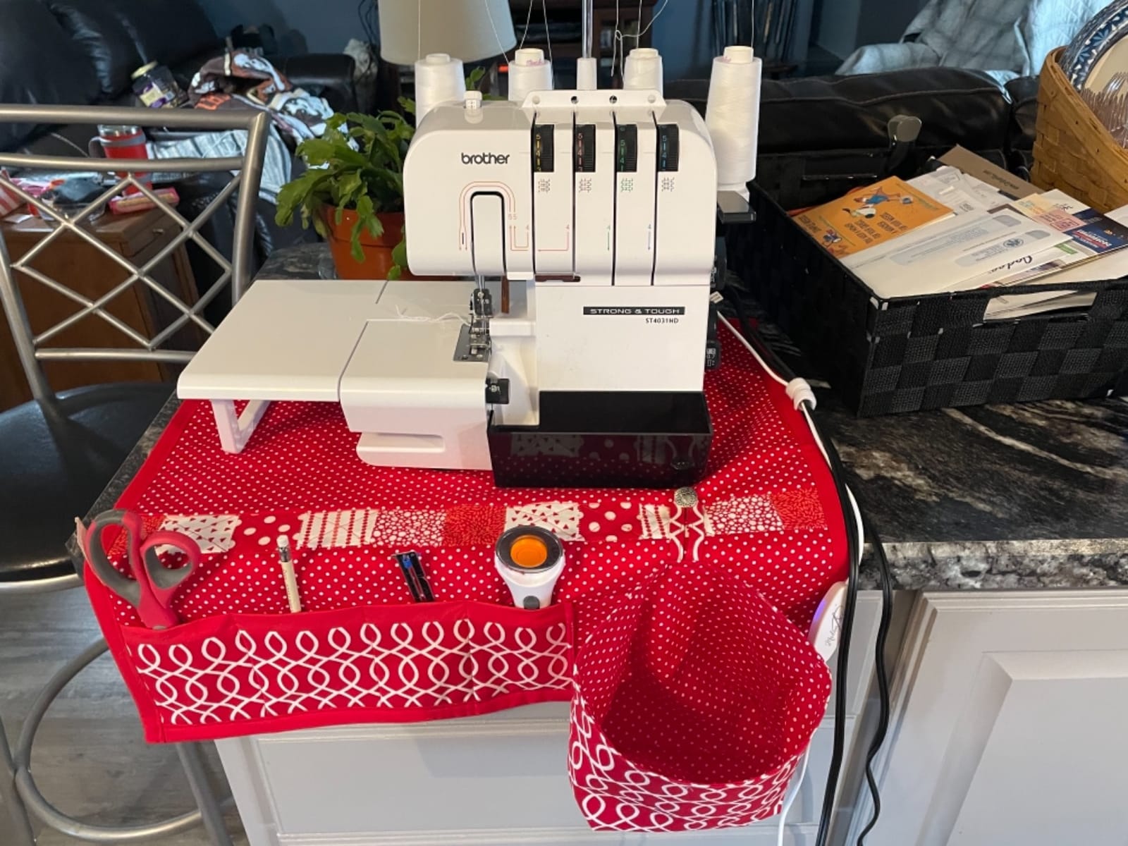 Brother ST4031HD Serger, Strong & Tough Serger, 1,300 Stitches Per Minute, Durable Metal Frame Overlock Machine, Large Extension Table, 3 Included Accessory Feet, 12.99 x 14.37 x 17.01 in., White customer photo 1