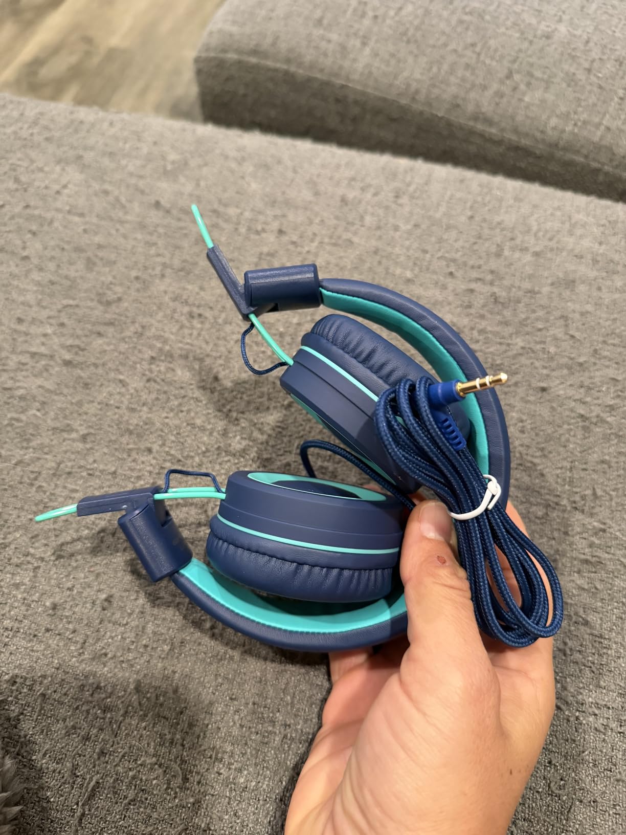 noot products K11 Kids Headphones with Wired Cord 3.5mm Jack Navy/Teal | 5ft Long Cord, Tangle Free, Foldable, Plug in On-Ear Headset for School, Classroom, Boys, Girls, Toddler Laptop Travel Tablet customer photo 1