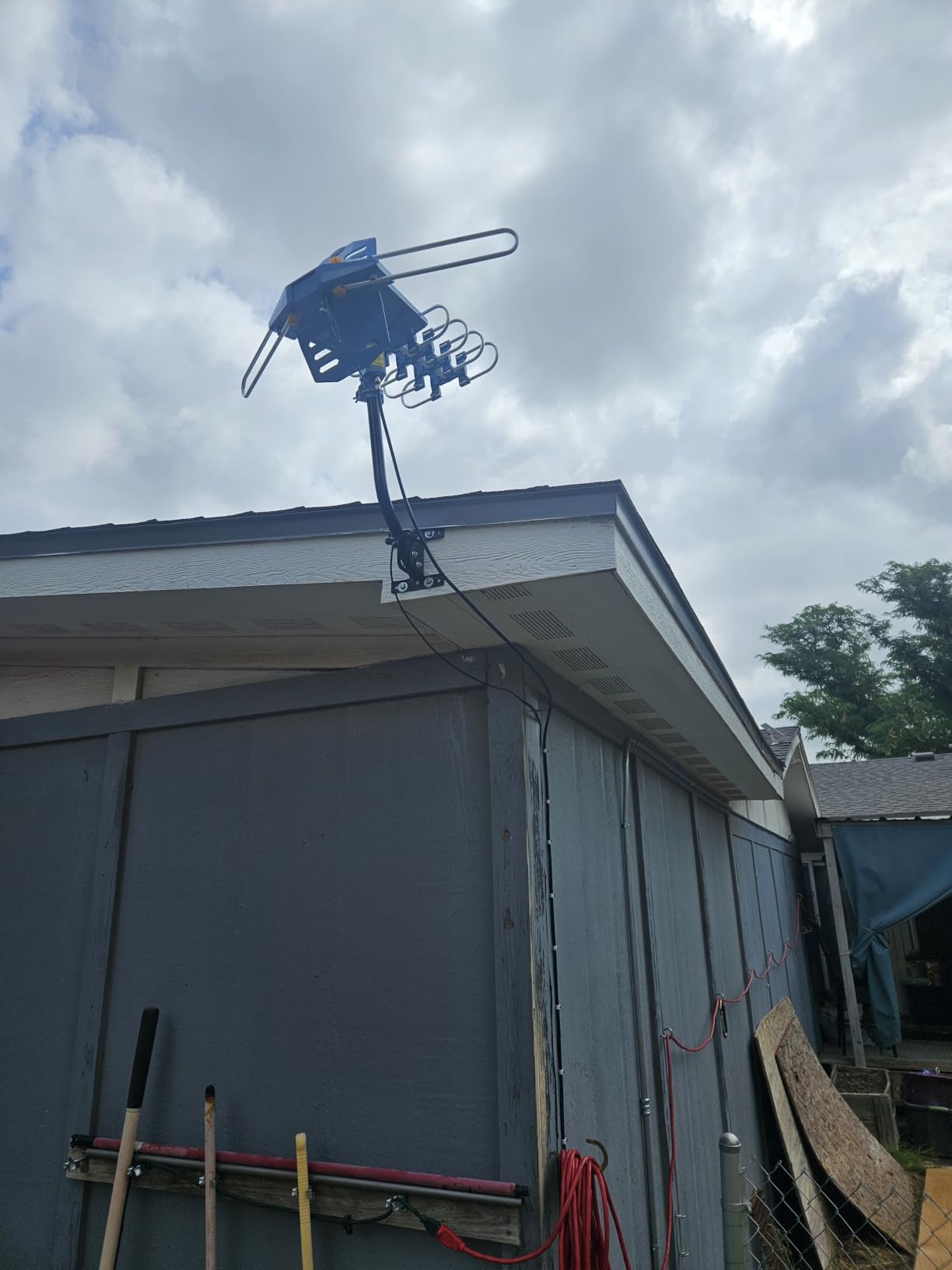 PBD Amplified Outdoor TV Antenna for Local Channels, 360 Degree Remote Rotation | High-Gain Long-Range UHF/VHF Reception, 40 Ft RG6 Cable, Mounting Pole, Dual TV Outputs, 4K/1080P, Remote Control customer photo 1