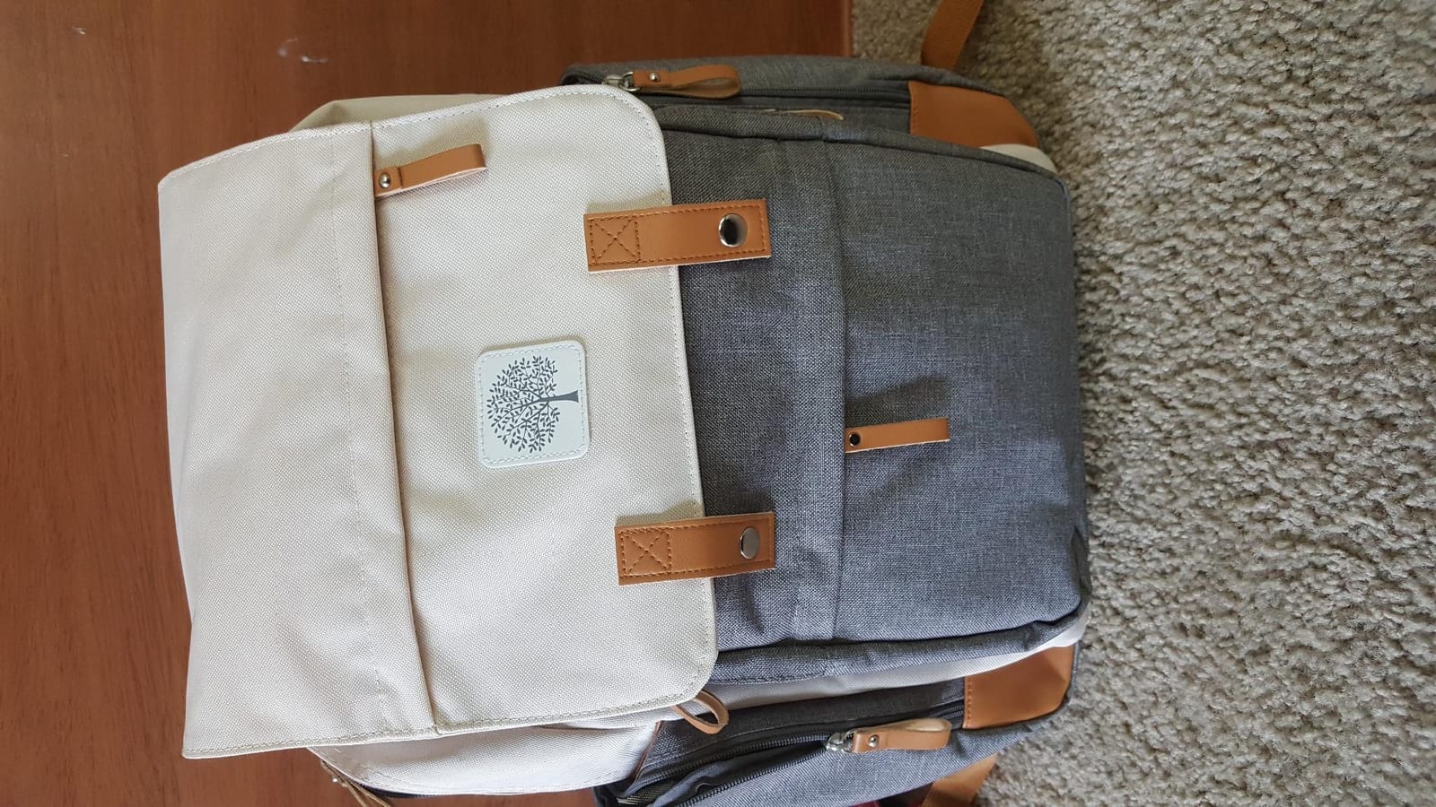 Parker Baby Co. 8-Year Original Birch Diaper Backpack - Cream | roomy hands-free bag with insulated bottle pockets, stroller straps, and baby travel storage customer photo 1