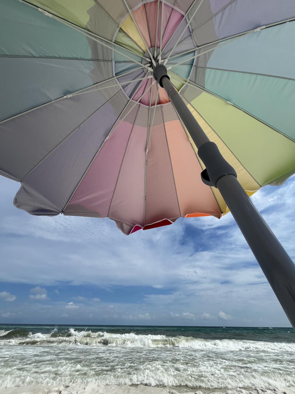AMMSUN 7.5ft Heavy Duty HIGH Wind Beach Umbrella with sand anchor Vent Tilt Portable Sun Shelter, UV 50+ Protection Outdoor Sunshade Umbrellas Carry Bag for Patio Garden Pool Backyard Multicolor Blue customer photo 2