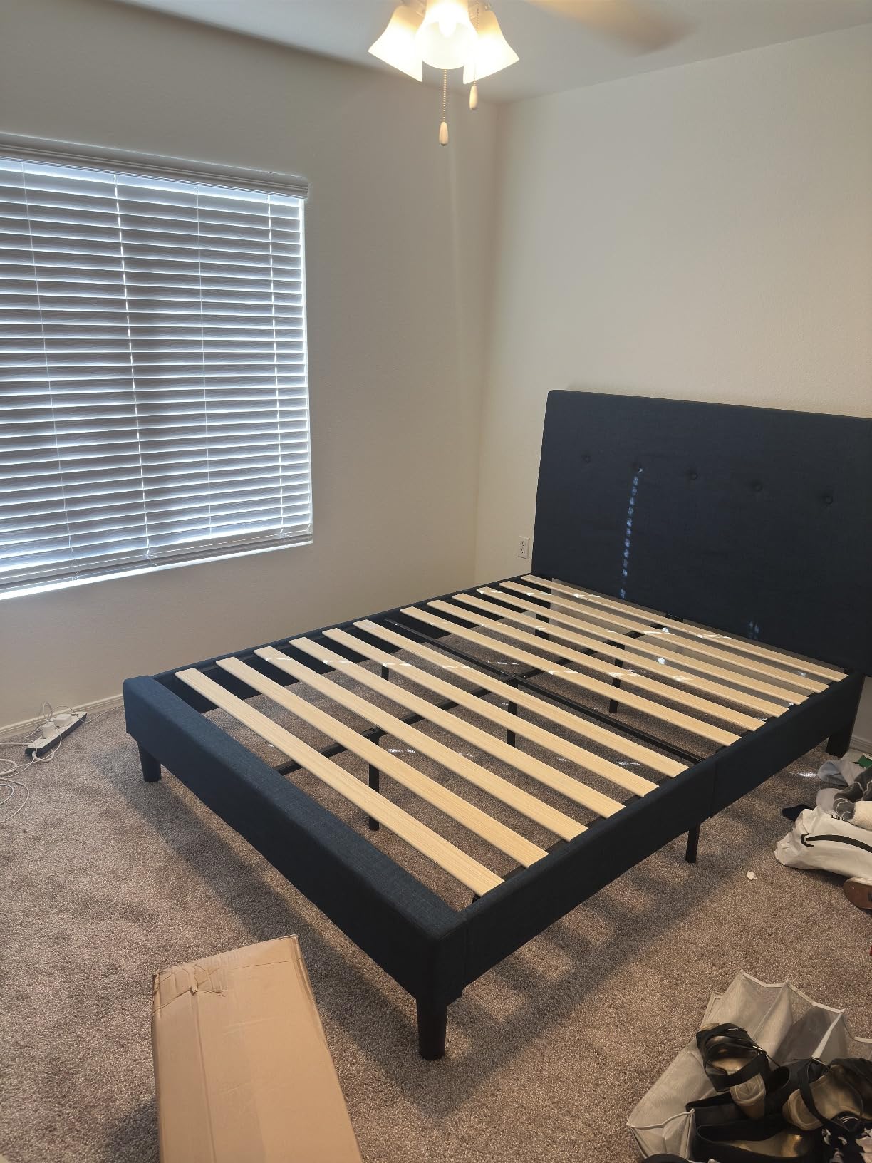 Zinus Omkaram Upholstered Platform Bed Frame, Mattress Foundation, Wood Slat Support, No Box Spring Needed, Easy Assembly, Queen customer photo 1