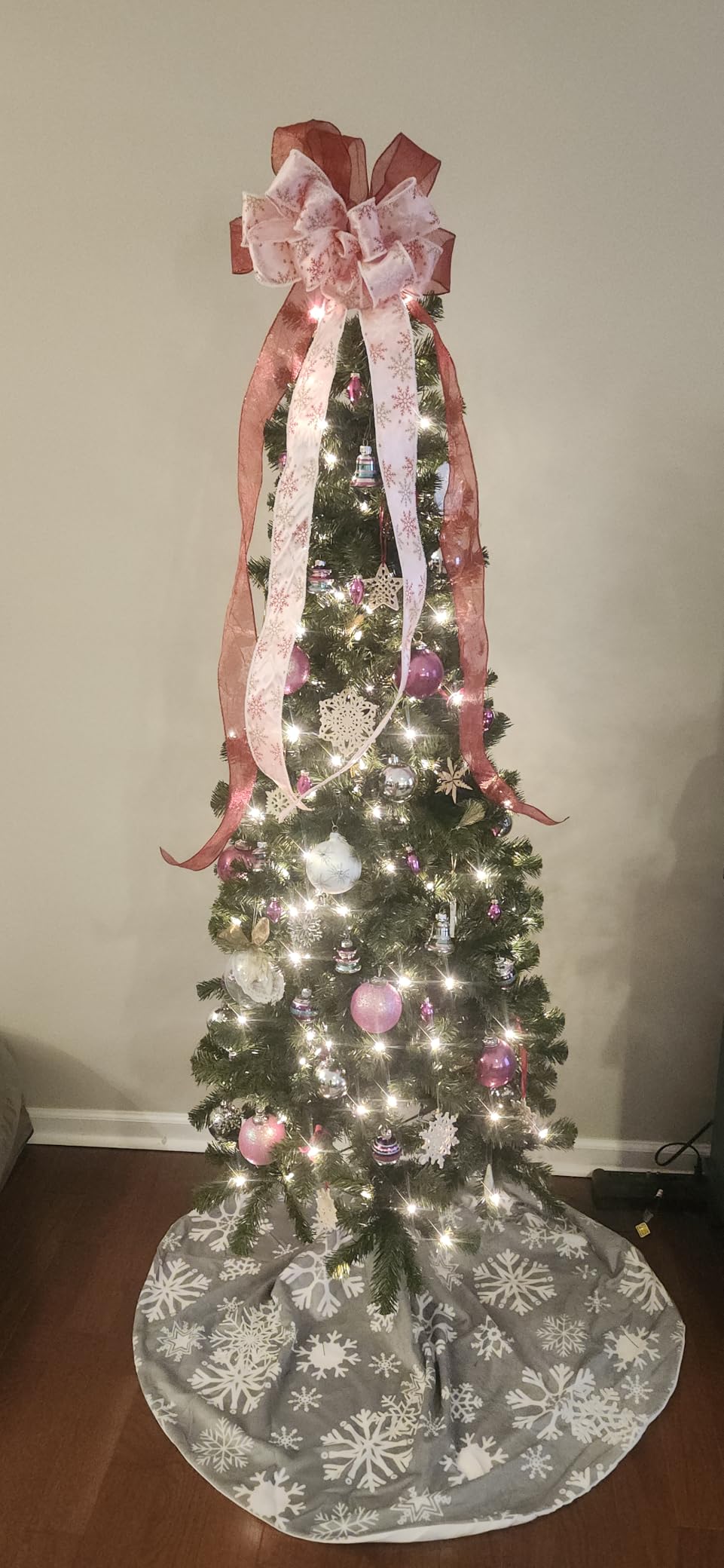 National Tree Company 6ft Pre-Lit North Valley Spruce Slim Christmas Tree | 250 Clear Lights, 636 Tips, Artificial, Includes Stand, Green customer photo 1