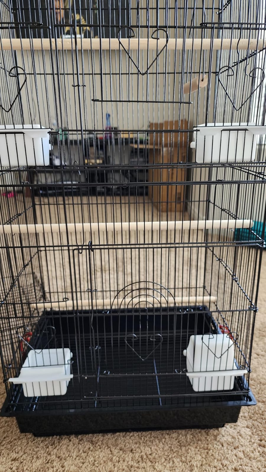 Yaheetech 64'' Open Top Bird Cage for Parakeets & Cockatiels, Black | Detachable Rolling Stand with Shelf, Easy Clean Slide Out Tray, 4 Feeder Doors, 0.4'' Bar Spacing, Indoor & Outdoor Use customer photo 2