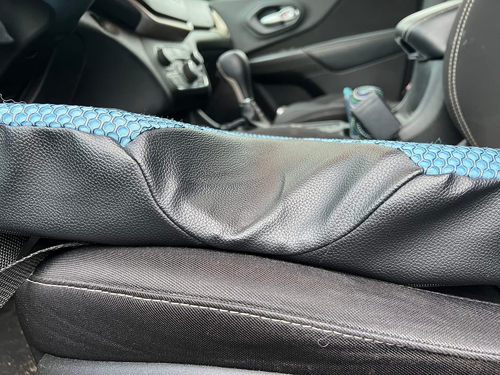Premium Wedge Car Seat Cushion for Driving - Sciatica Seat Cushion for Car, Office, Home, Back Pain, Hip Support, Sciatica Pain Relief - Ergonomic Non-Slip Memory Foam Driving Pillow 17.5 x 15 x 3.5 customer photo 1