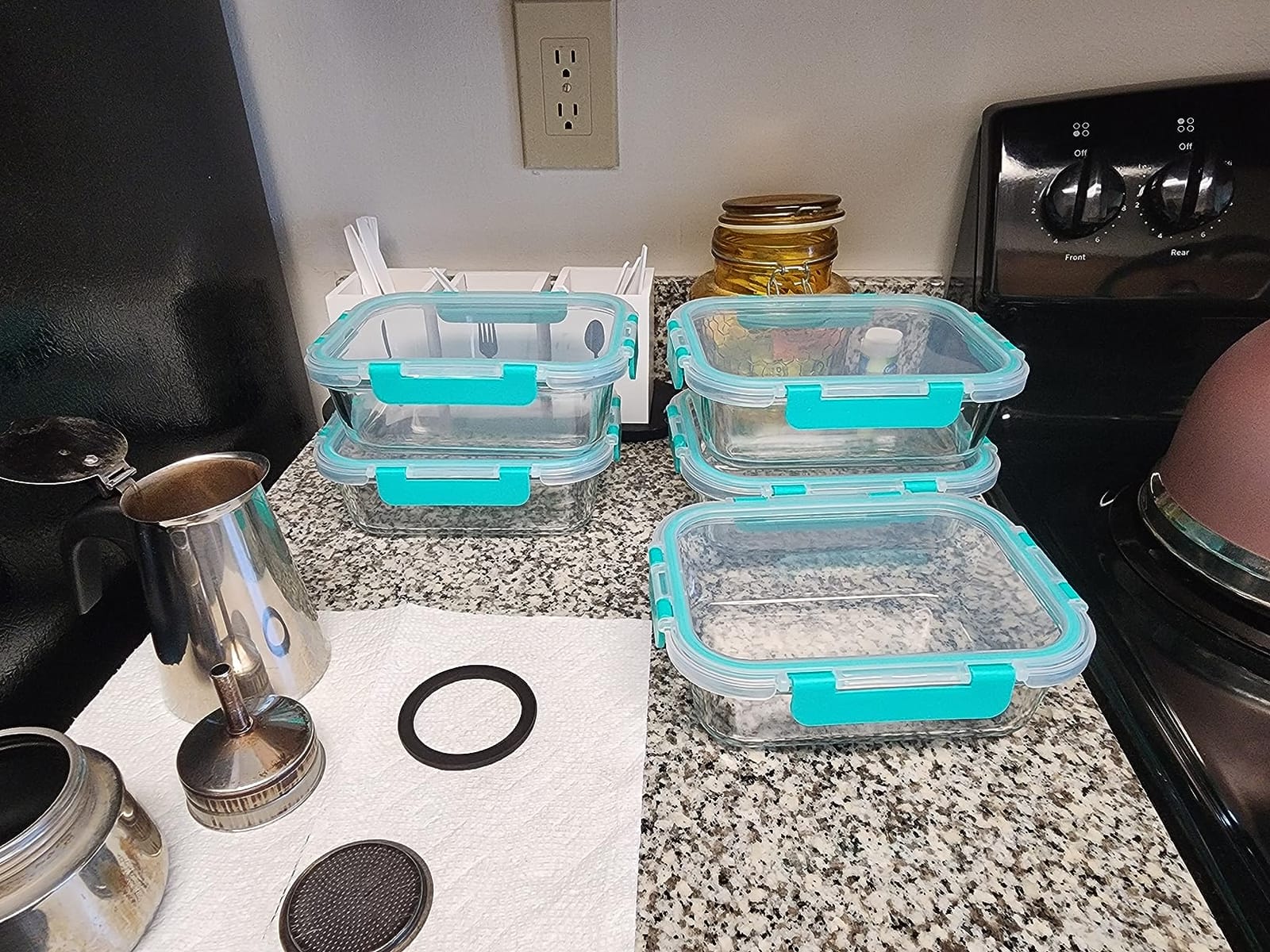 M MCIRCO 5 Pack 36 oz Glass Food Storage Containers with Lids, 4.5 Cups, Gray | Glass Meal Prep Containers, Airtight Lunch Containers with Lids, Microwave, Oven, Freezer and Dishwasher Friendly, BPA Free customer photo 1