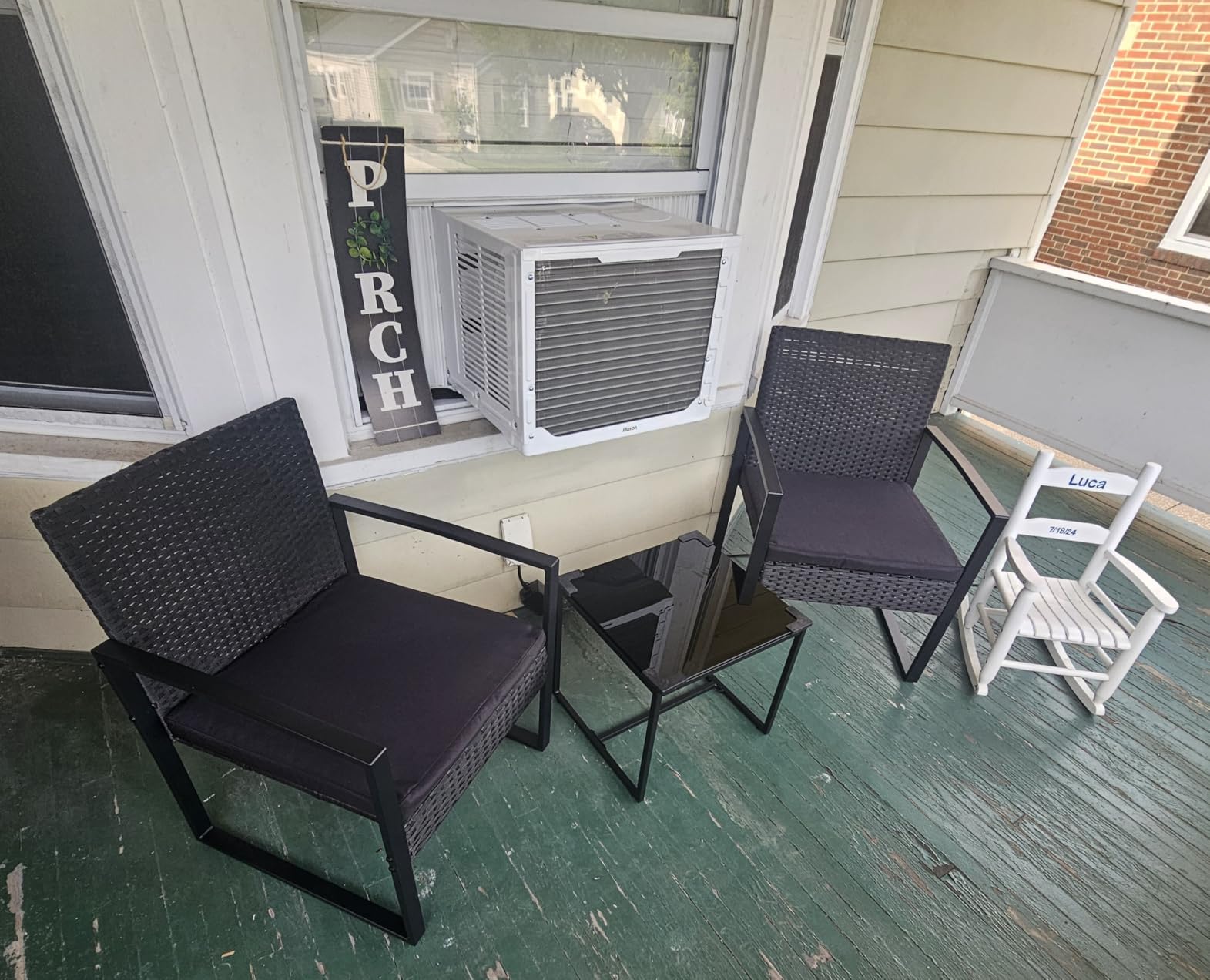 Flamaker 3 Pieces Patio Furniture Set Outdoor Wicker Bistro Chair (Black) | Modern Patio Conversation Rattan Front Porch Chairs Set of 2 with Coffee Table for Balcony and Yard customer photo 1
